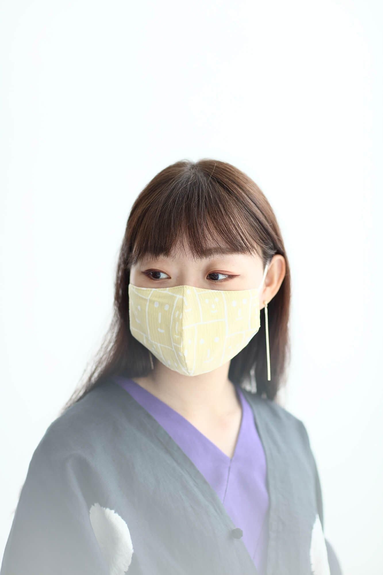 ◎【30%OFF】高島縮棉圖案紋樣布口罩/笑顏