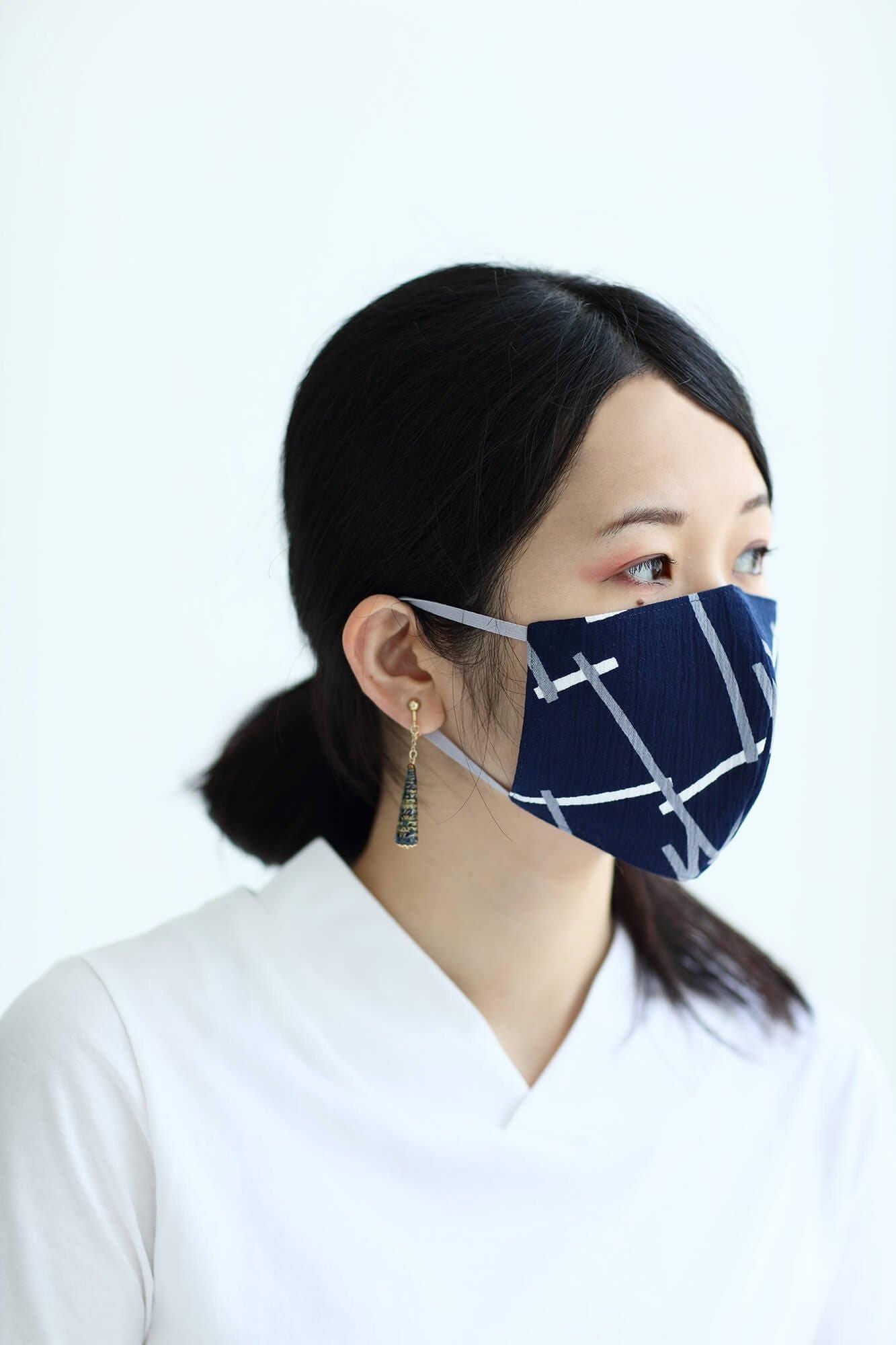 ◎【30%OFF】高島縮棉圖案紋樣布口罩/鳶