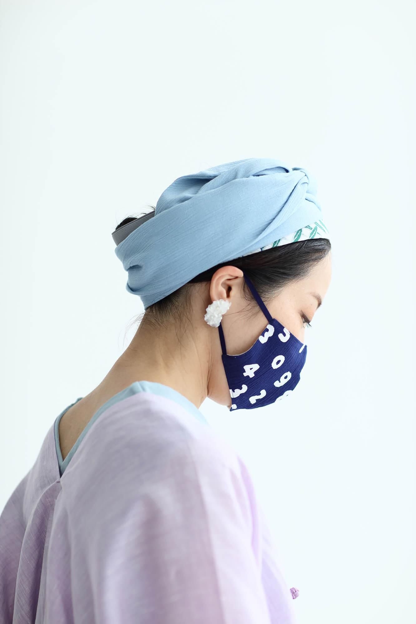 ◎【30%OFF】高島縮棉圖案紋樣布口罩/SO-SU-U十數 昆 深藍色