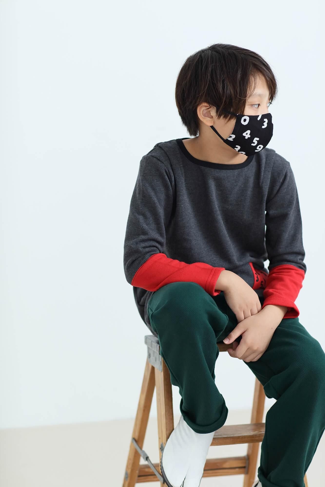 ◎【30%OFF】高島縮棉圖案紋樣布口罩/SO-SU-U十數 昆黑色