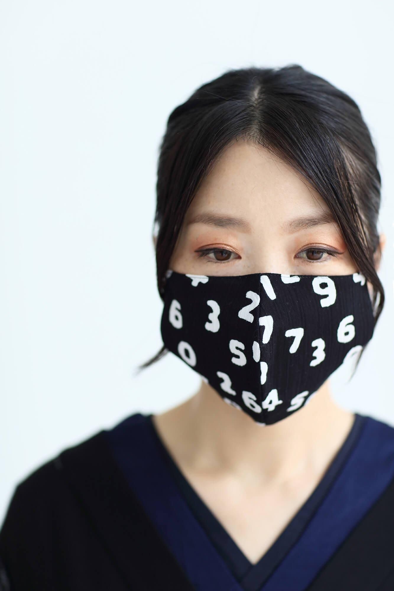 ◎【30%OFF】高島縮棉圖案紋樣布口罩/SO-SU-U十數 昆黑色