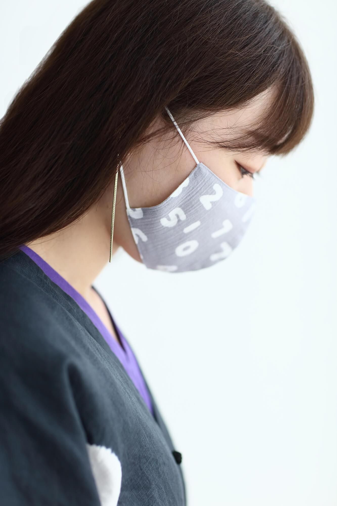 ◎【30%OFF】高島縮棉圖案紋樣布口罩/SO-SU-U十數 昆 淺灰色