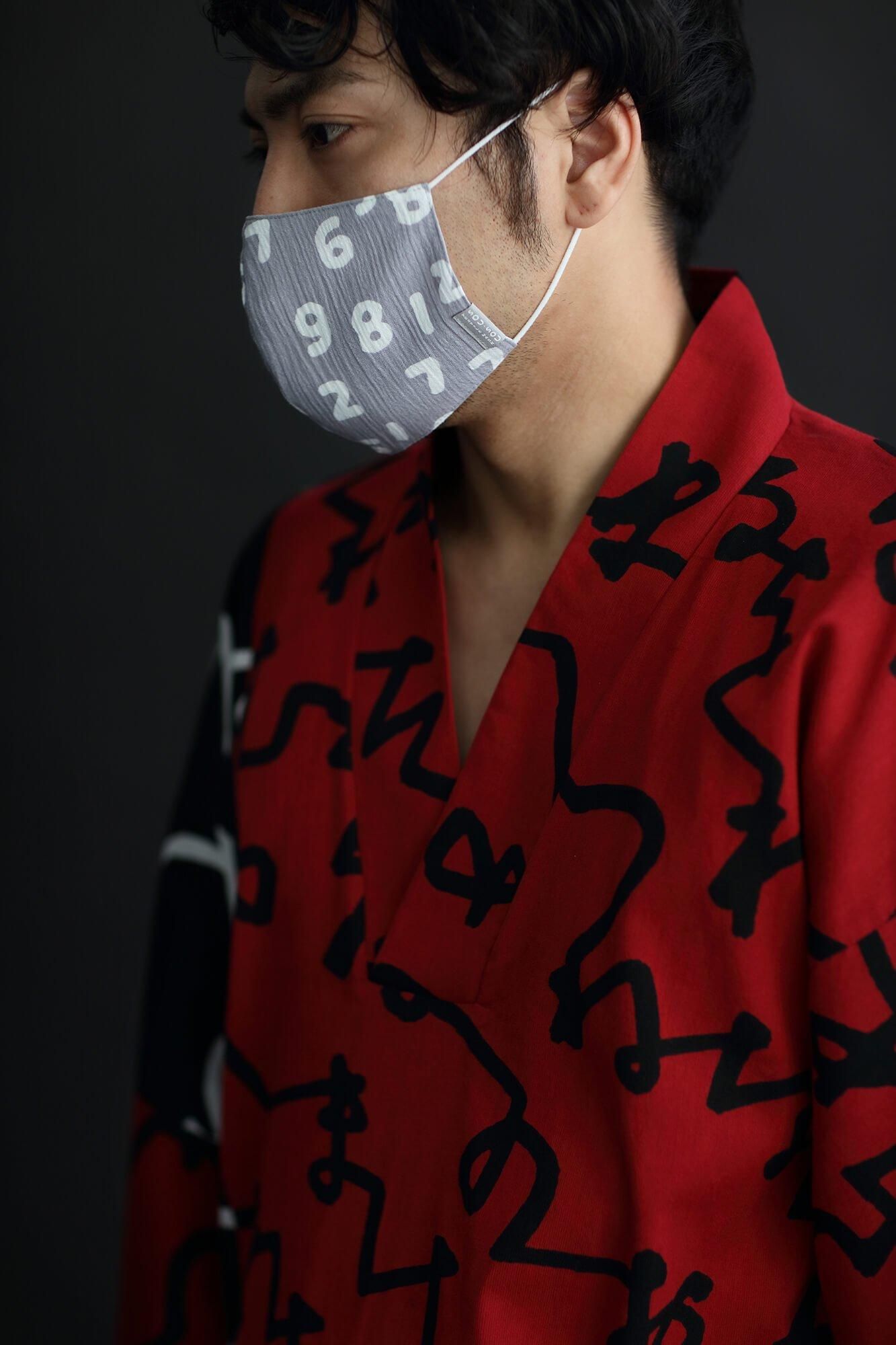 ◎【30%OFF】高島縮棉圖案紋樣布口罩/SO-SU-U十數 昆 淺灰色