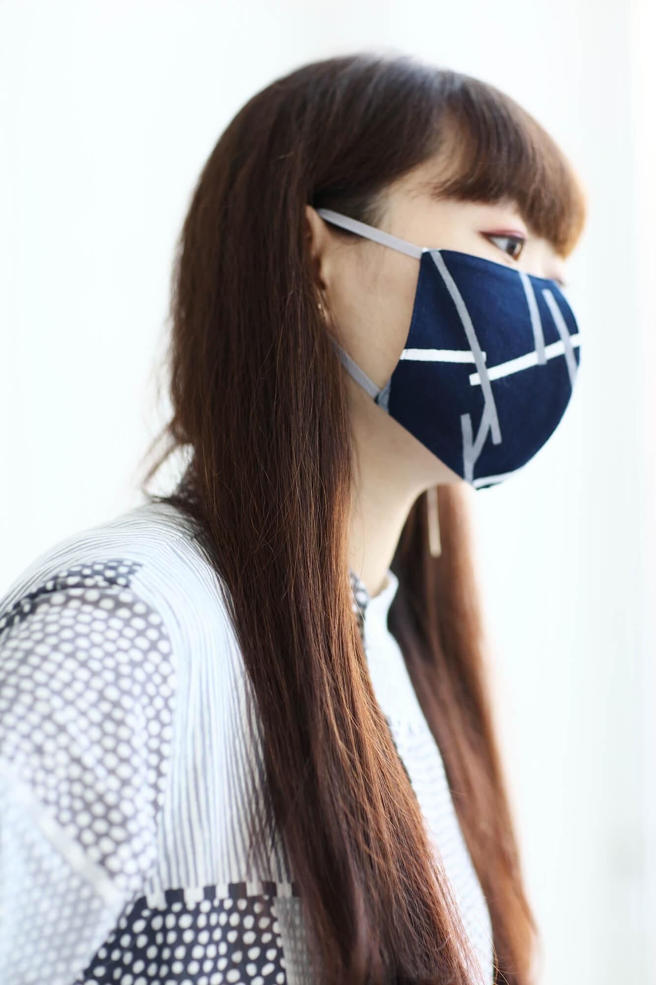 ◎【30%OFF】高島平織×高島縮棉圖案紋樣布口罩/鳶