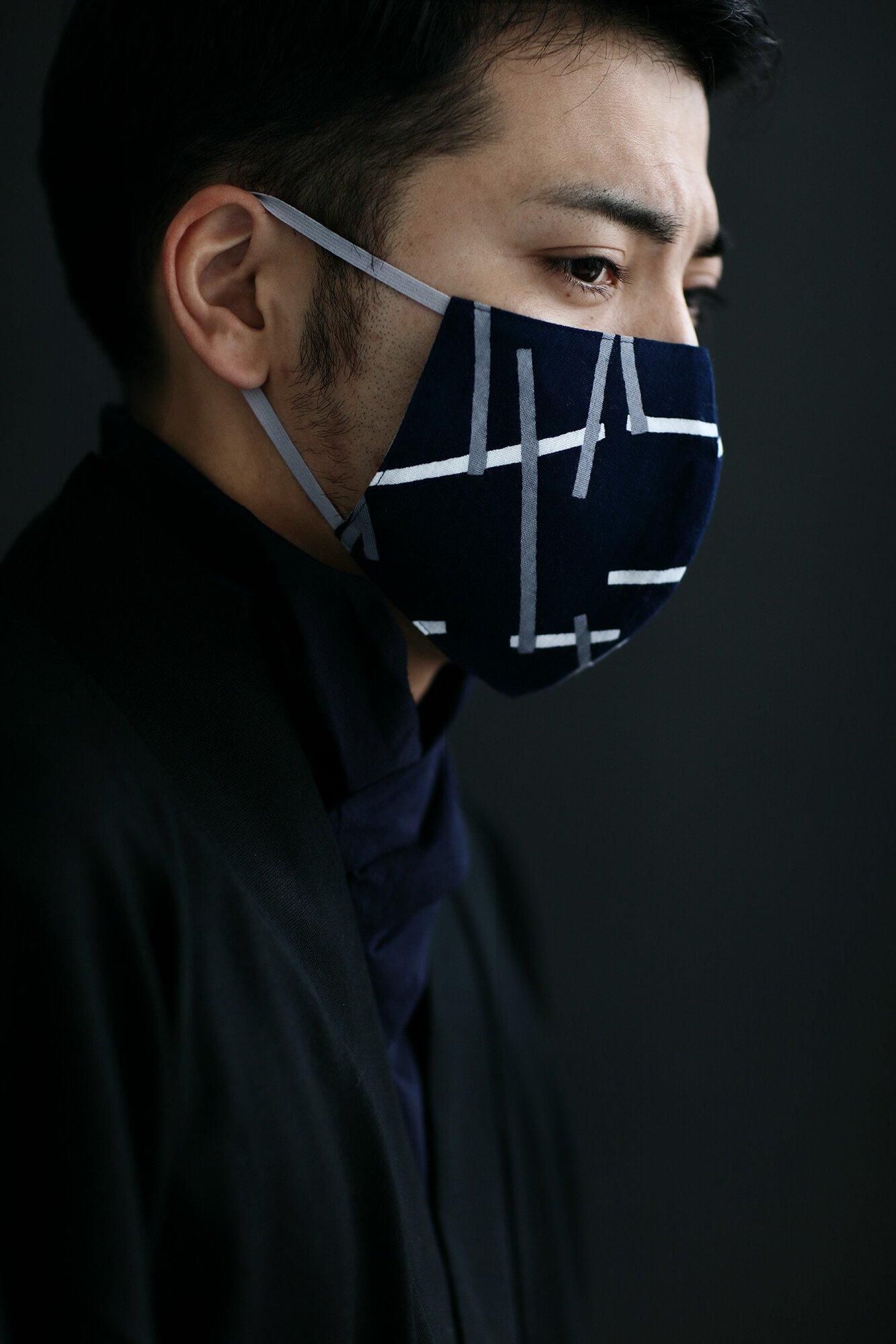 ◎【30%OFF】高島平織×高島縮棉圖案紋樣布口罩/鳶