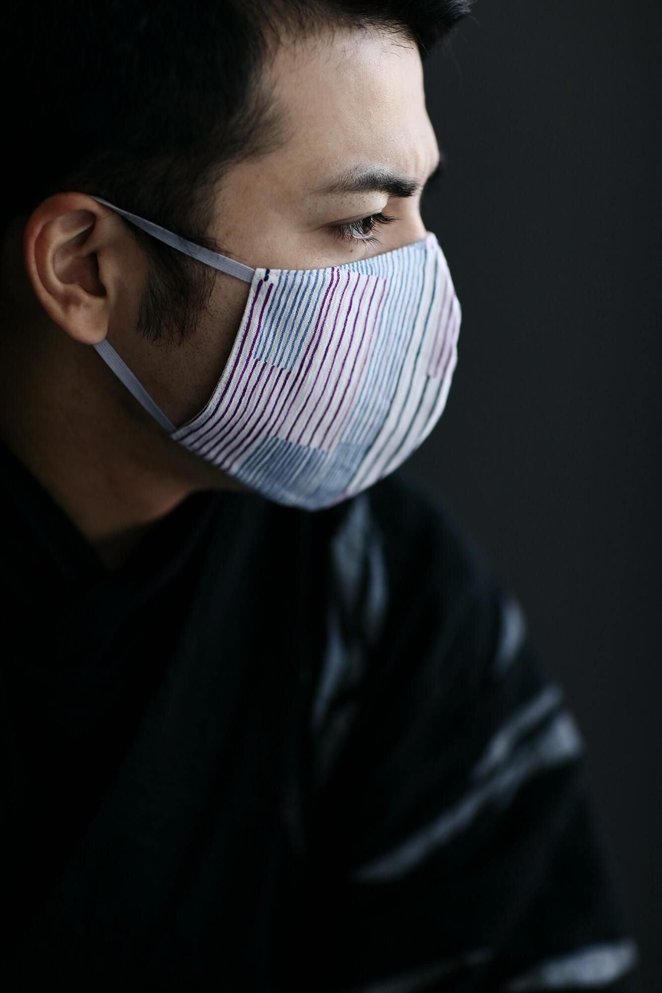 ◎【30%OFF】高島縮棉 圖案紋樣布口罩/重疊條紋