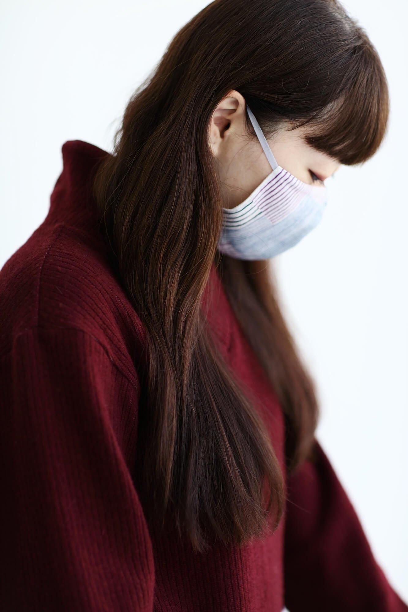 ◎【30%OFF】高島縮棉 圖案紋樣布口罩/重疊條紋