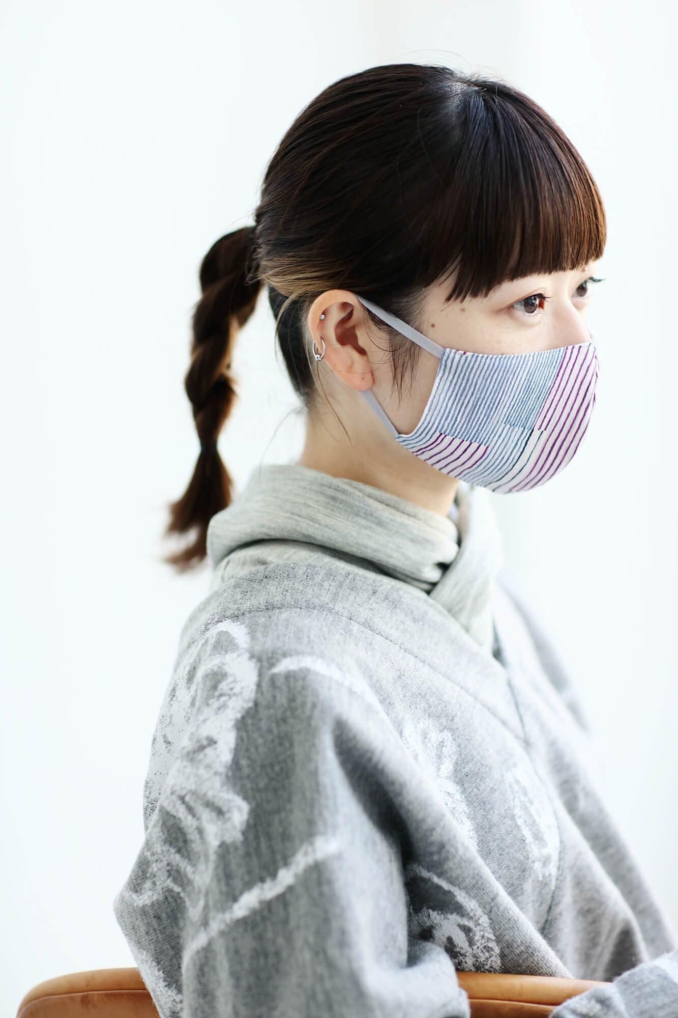 ◎【30%OFF】高島縮棉 圖案紋樣布口罩/重疊條紋