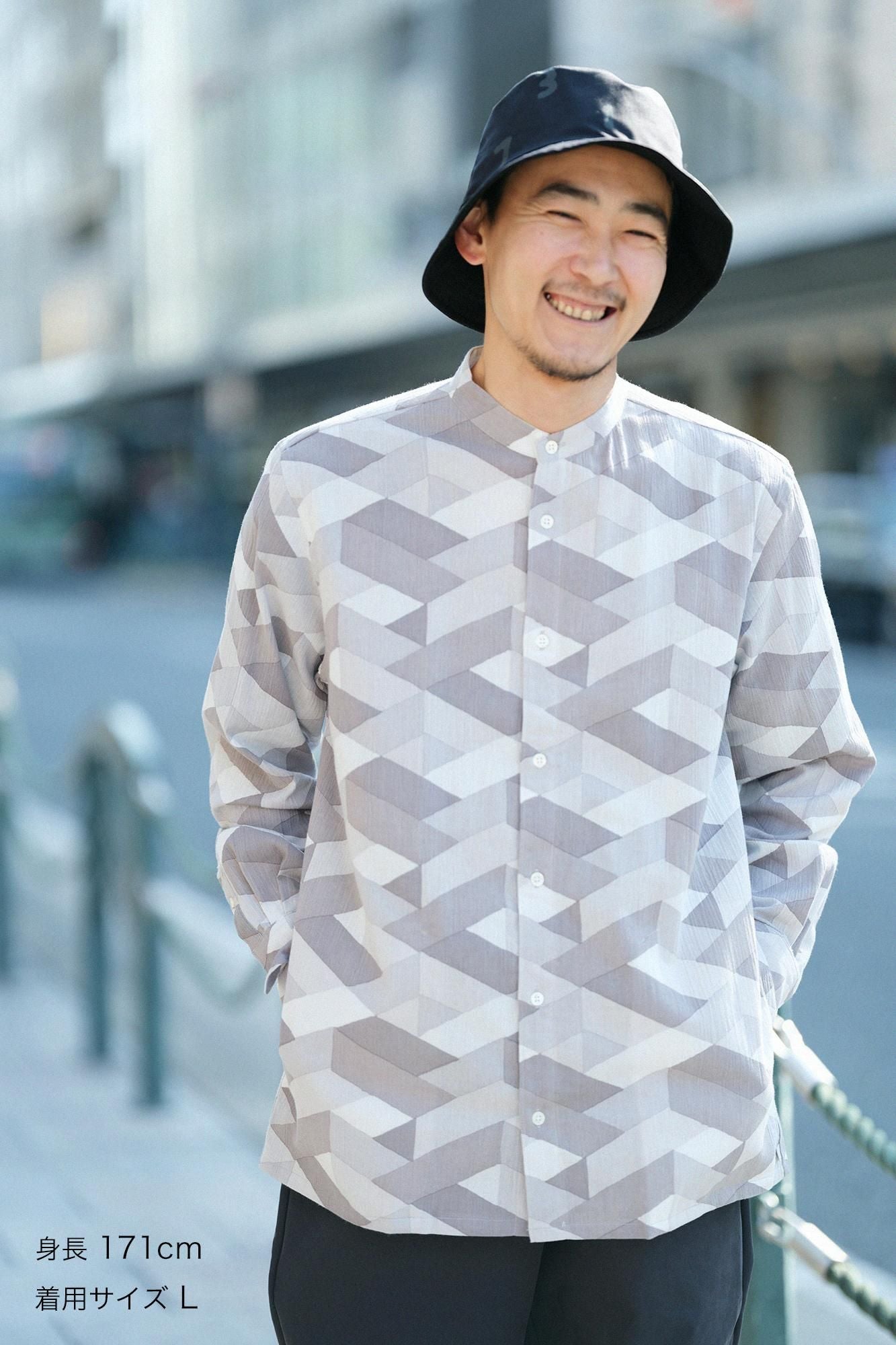 Chizimi Cotton 20/20 Stand Collar Long-sleeved Shirt SP/ Alternate