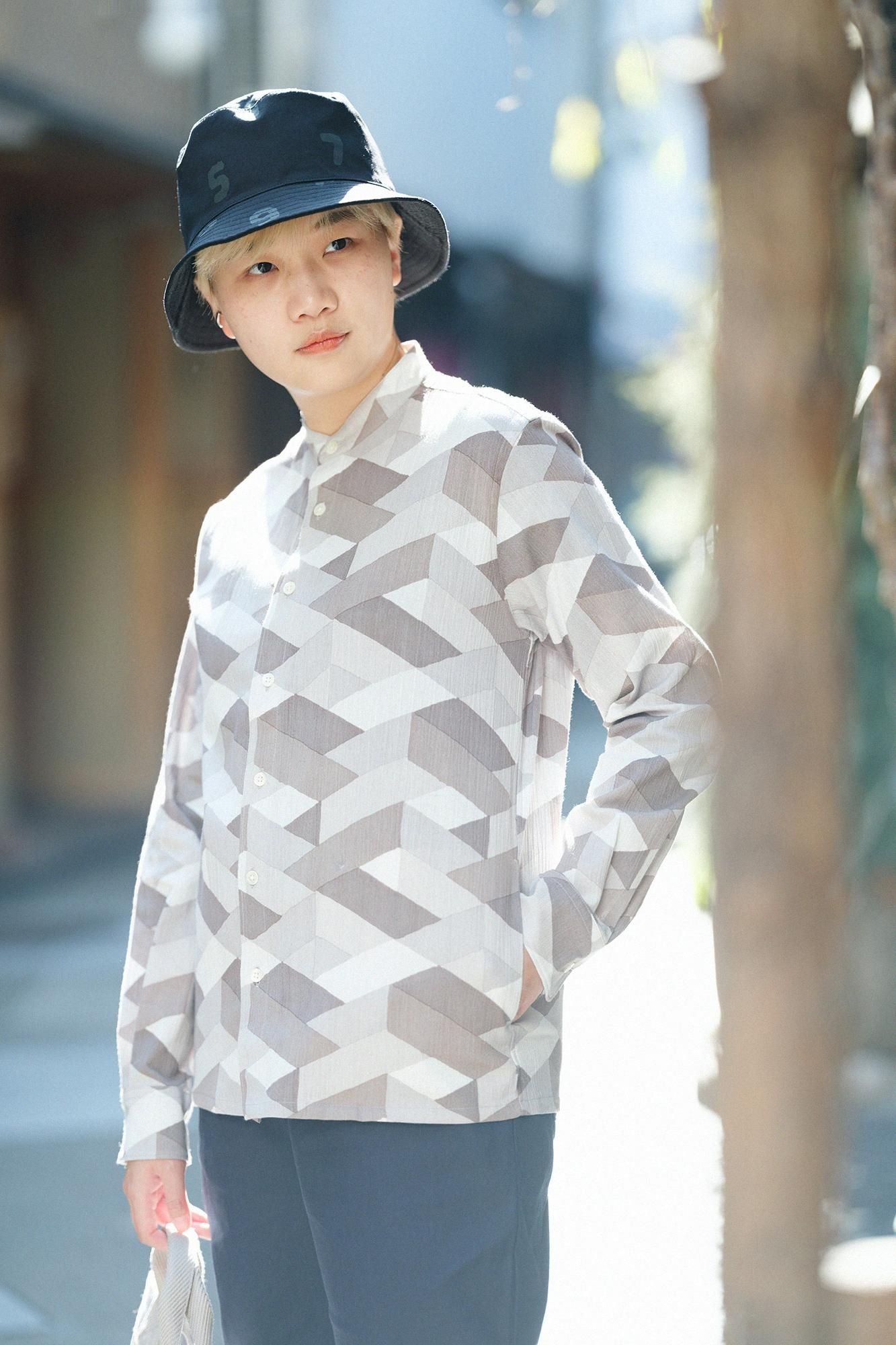 Chizimi Cotton 20/20 Stand Collar Long-sleeved Shirt SP/ Alternate