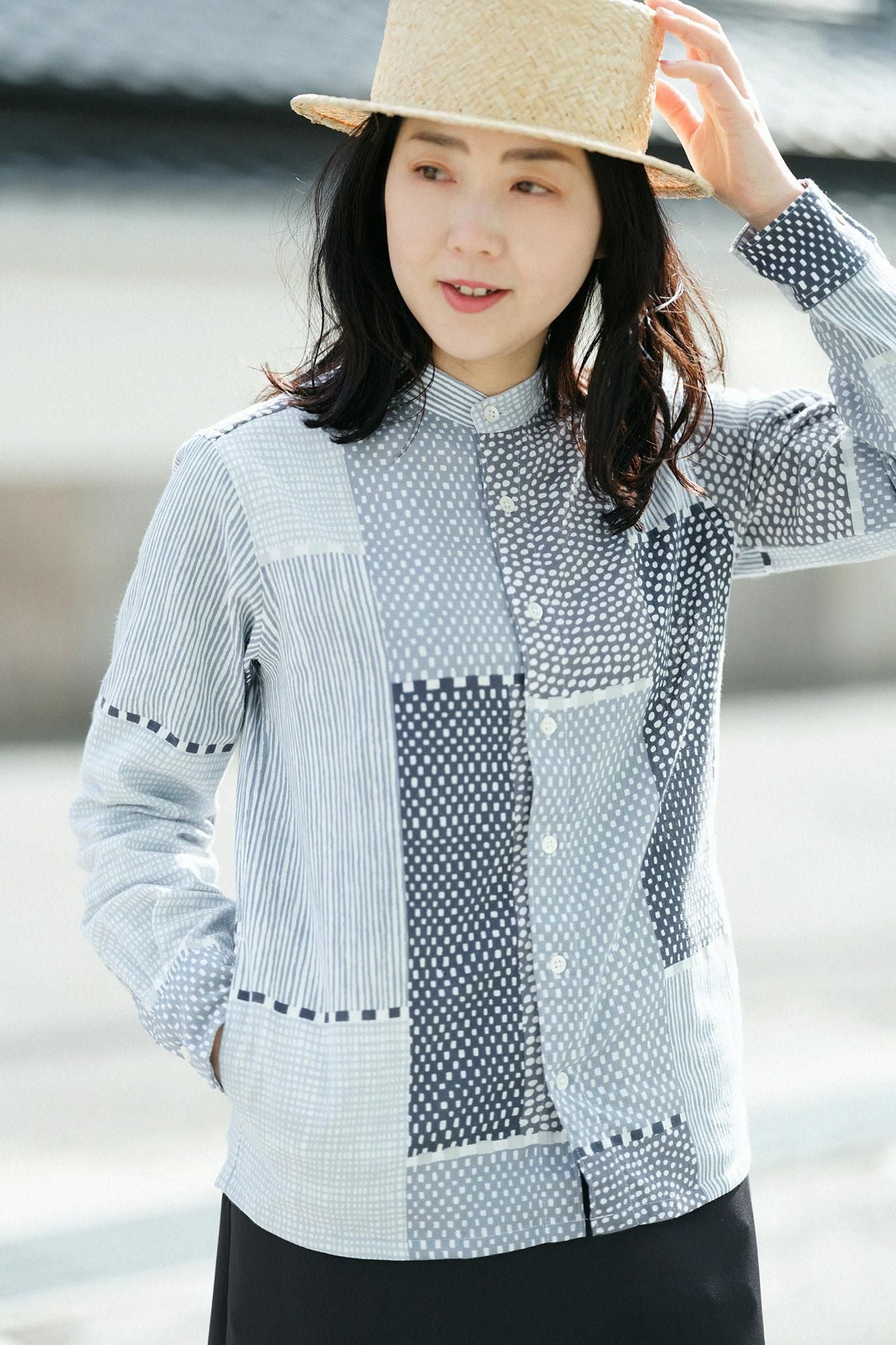 【net限定】高島縮 20/20 スタンドカラーシャツ SP/間がさね