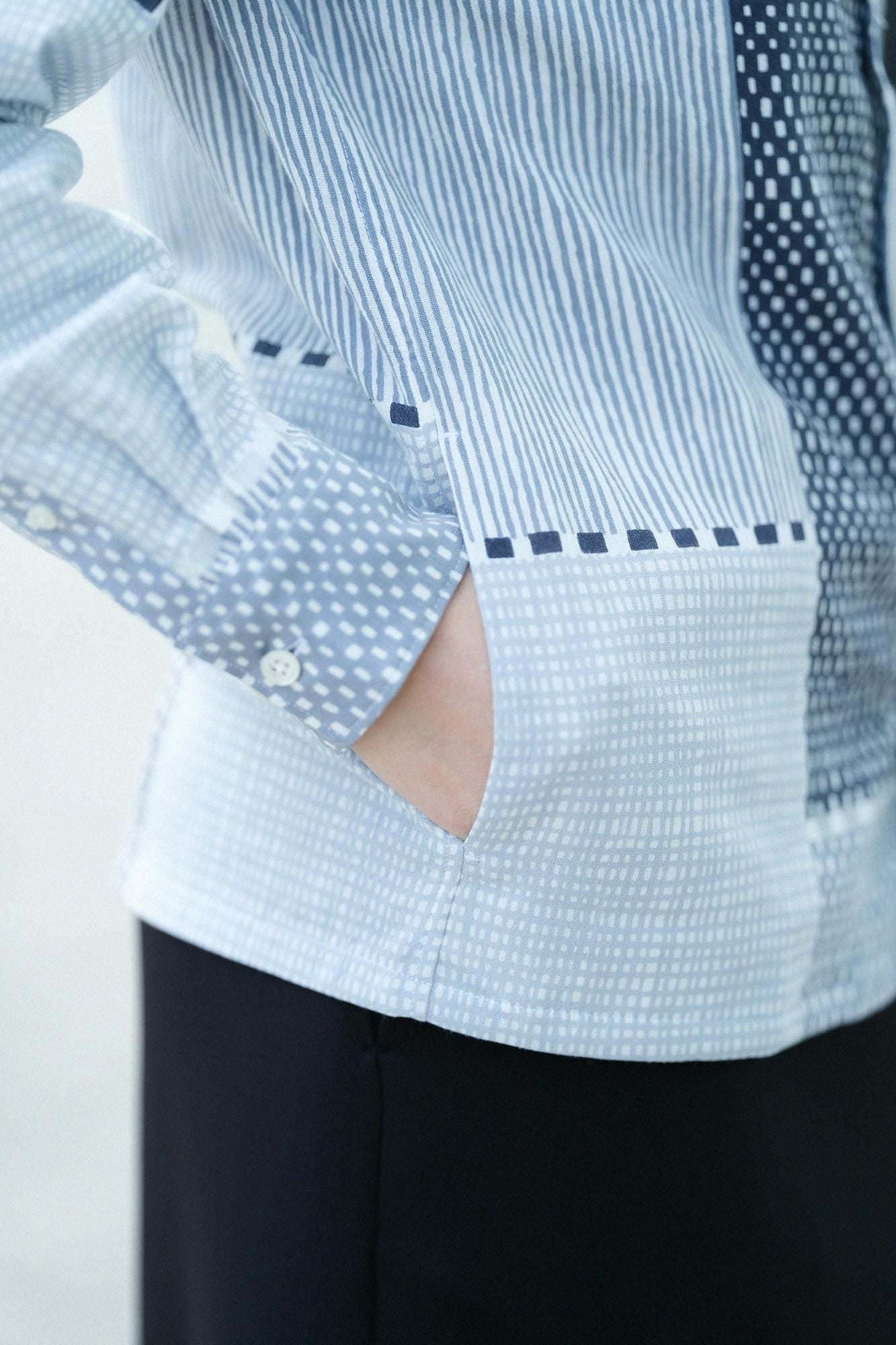 【net限定】高島縮 20/20 スタンドカラーシャツ SP/間がさね