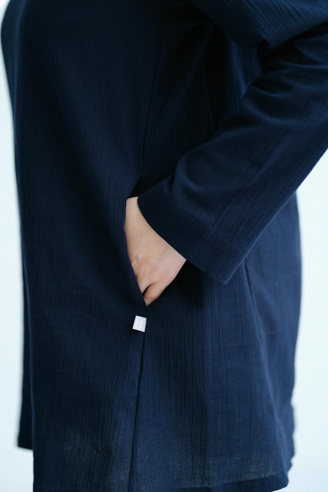 Chizimi Cotton 20/20 Long Sleeve Tunic / Dark Blue