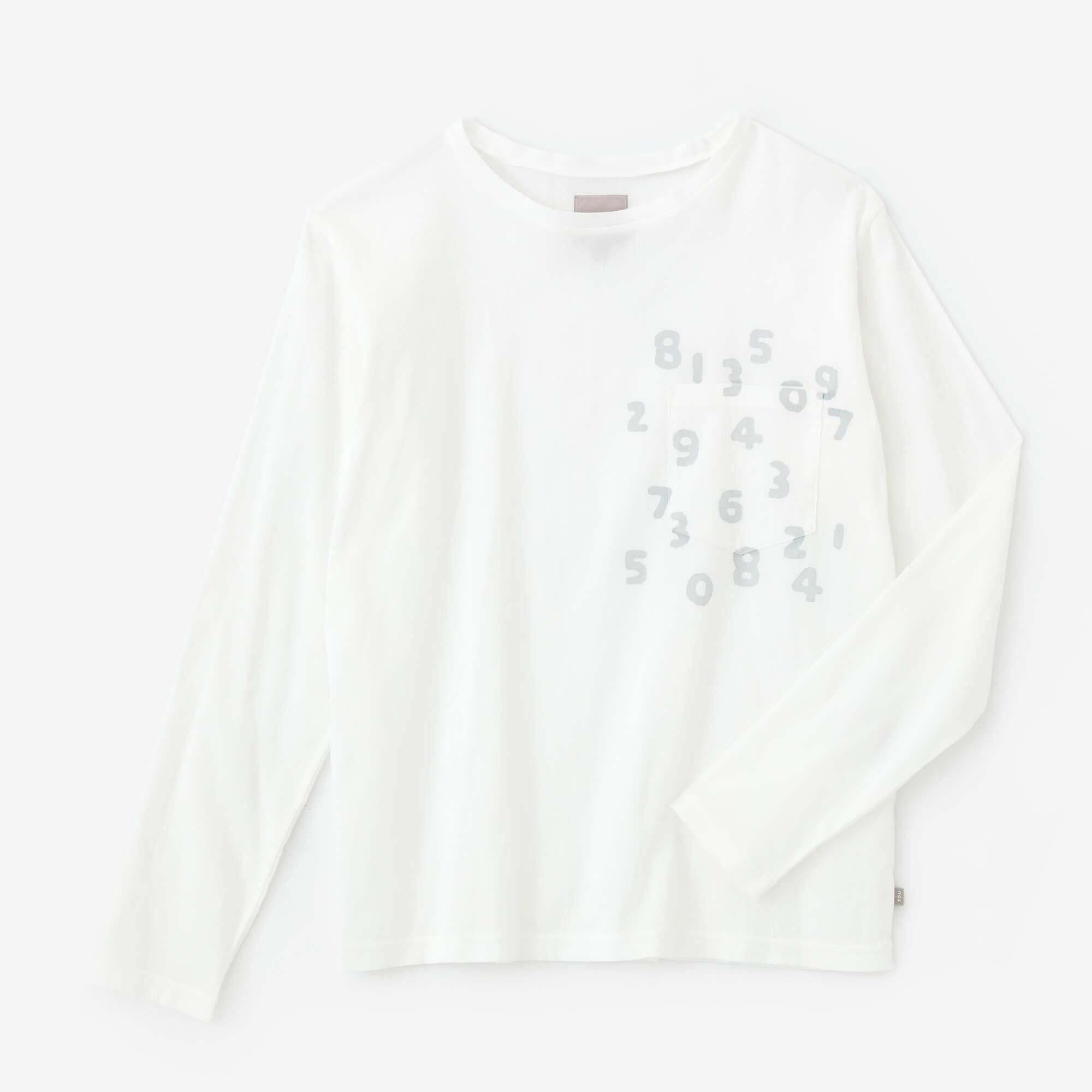高島縮棉 40/40 長袖口袋T-shirt /白色× SO-SU-U十數 昆
