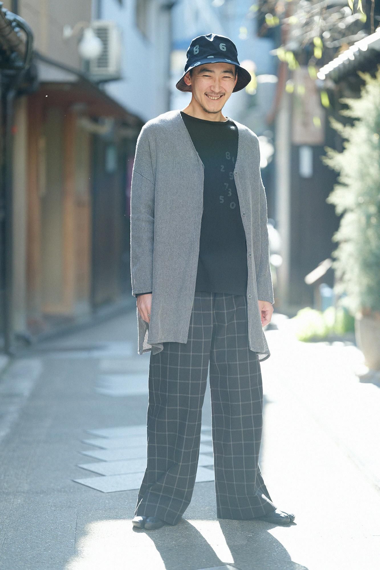 Chizimi Cotton 40/40 Long Sleeve Pocket T-shirt / Black × SO-SU-U Kon