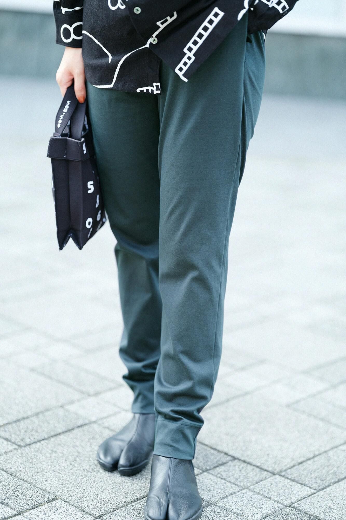 羅紋針織布 內搭褲/深綠色