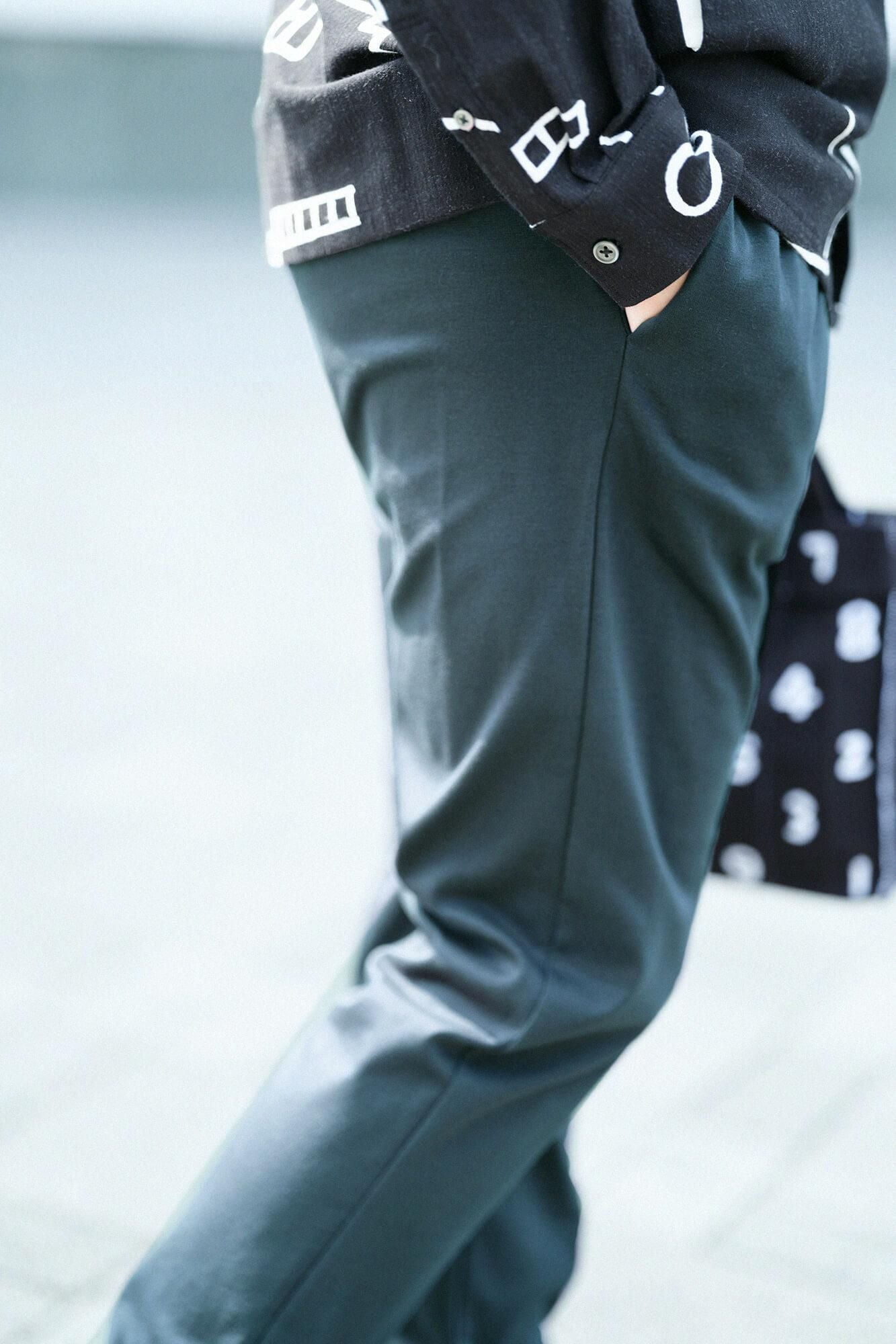 羅紋針織布 內搭褲/深綠色