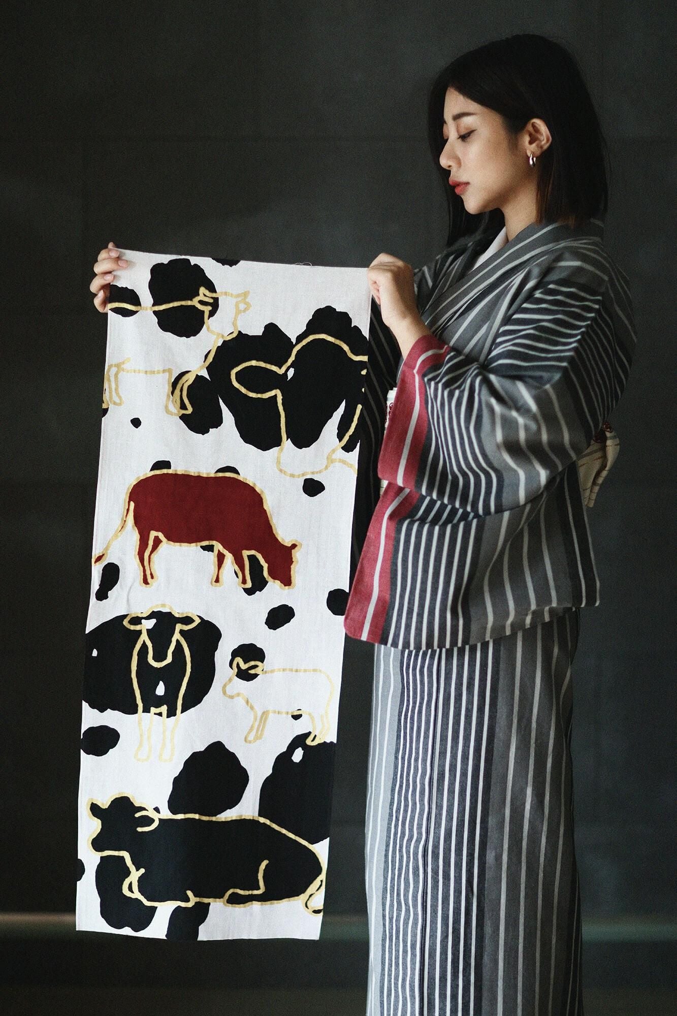 Isemomen Cotton Textile Handkerchief / Zodiac Zodiac Handkerchief for the Year of Year of the Ox 2021)