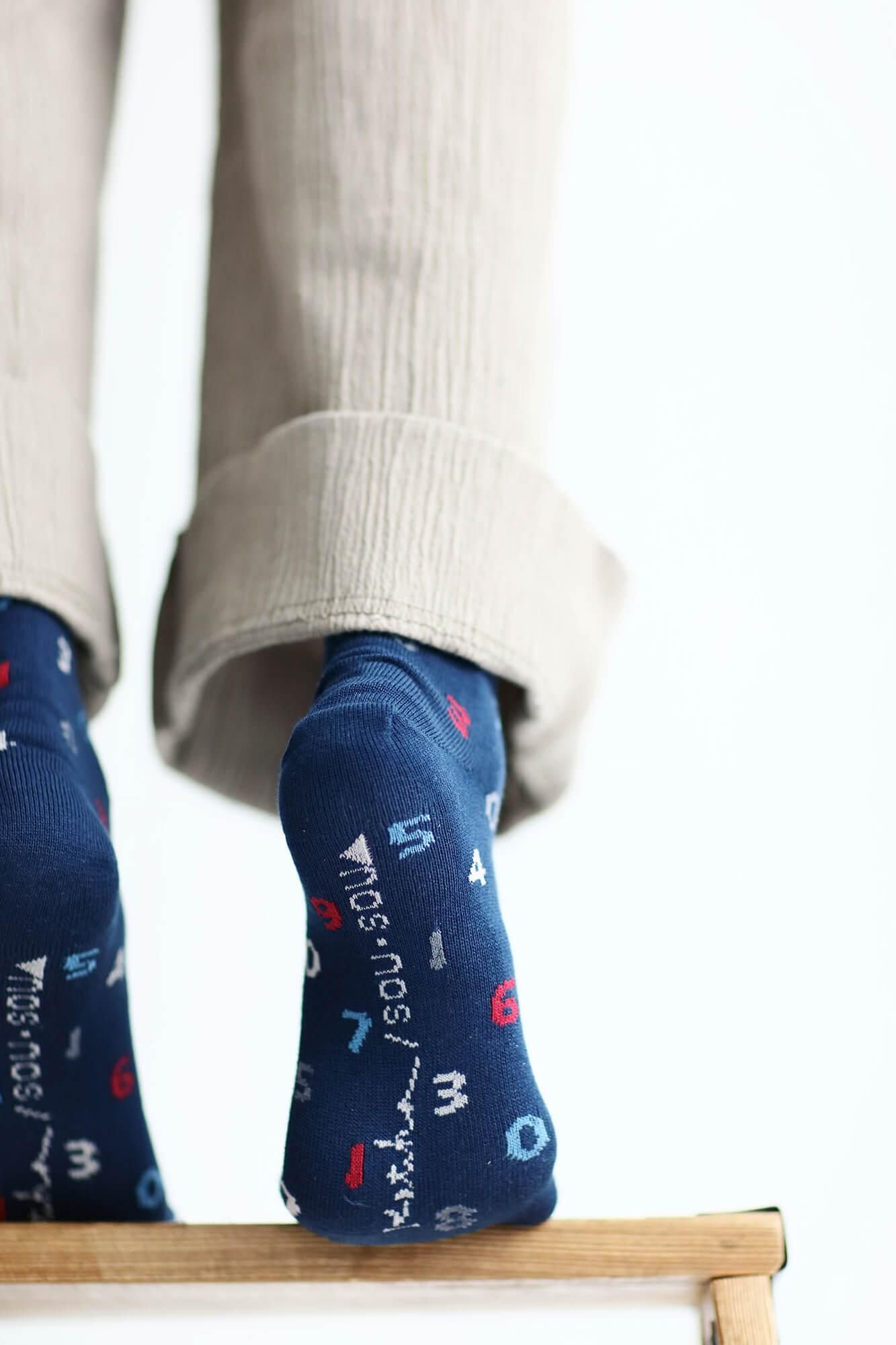 Round Toe Tabi Socks (Mid-calf)/SO-SU-U 4-color Navy Blue