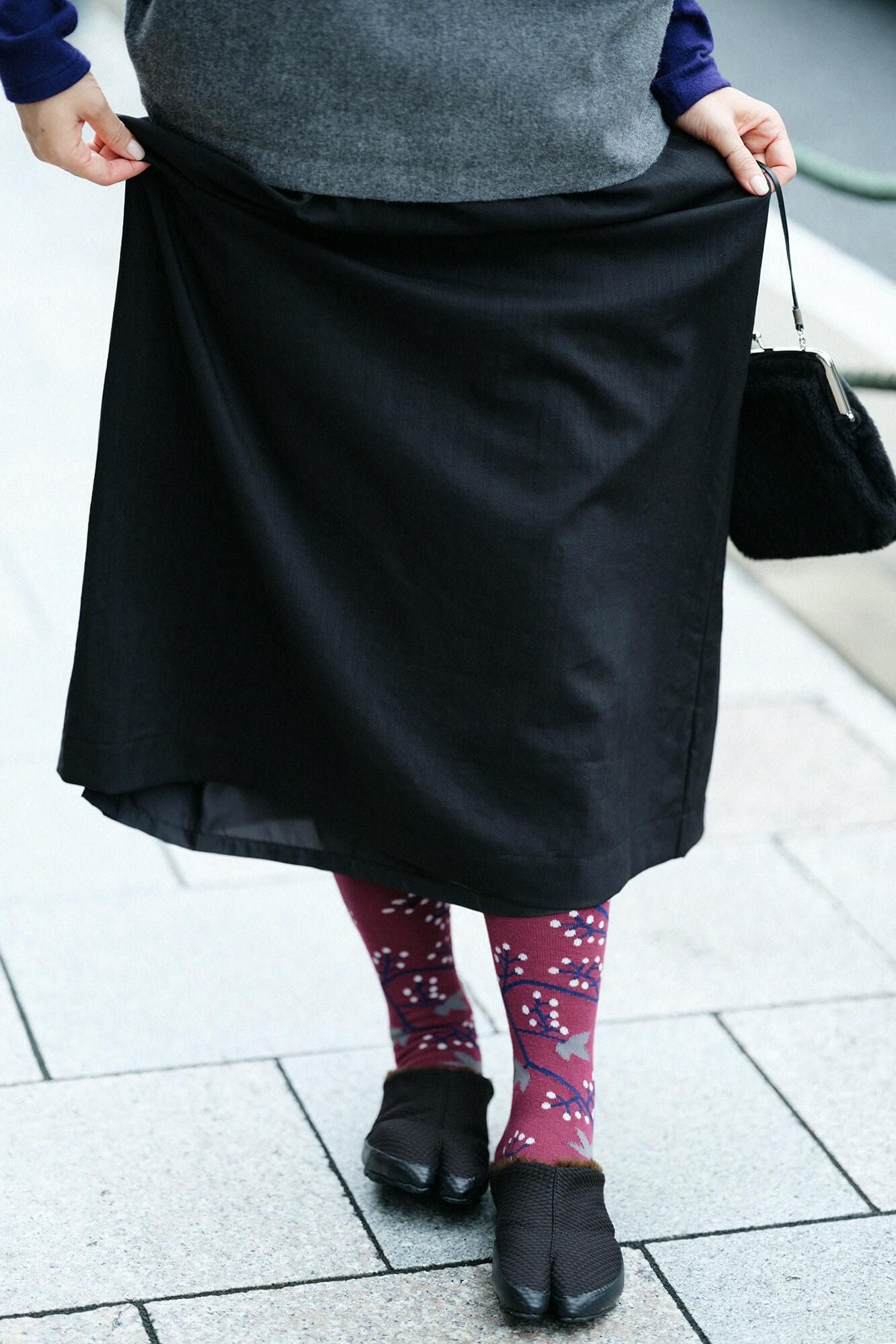 Collants Tabi chaussettes / fruits blancs, couleur grasse (enjiiro)