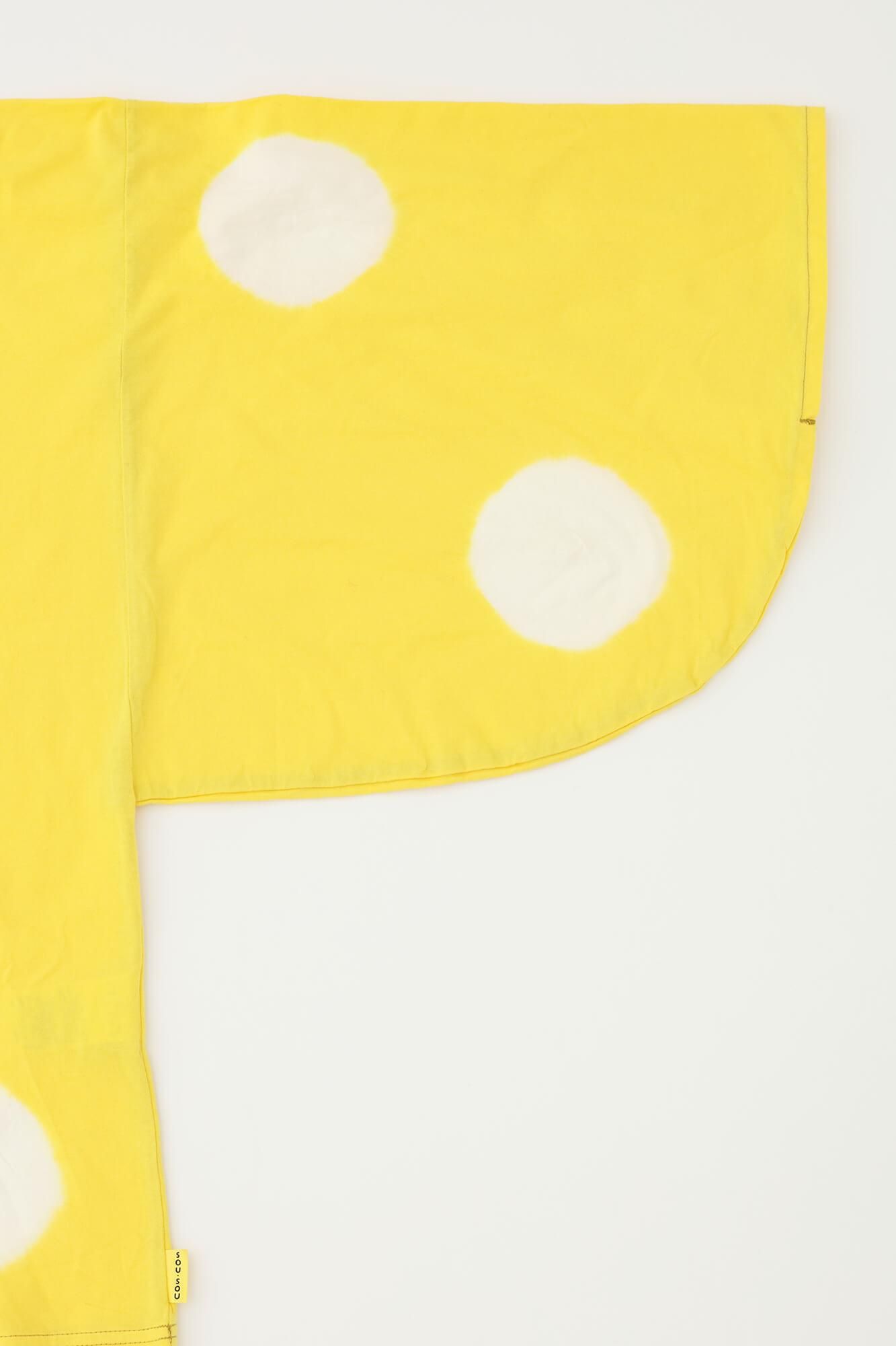 田端紮染 圓弧袖方形上衣/水玉大 黃色×白色