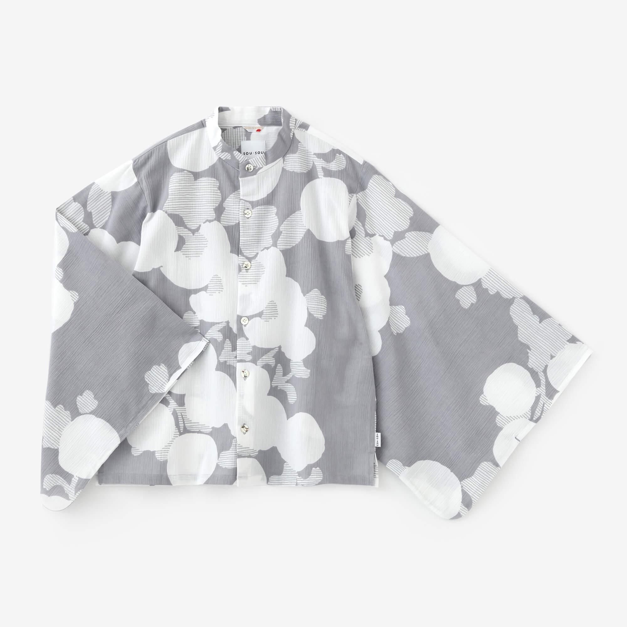 高島縮棉20/20 和服袖 襯衫/菊唐草