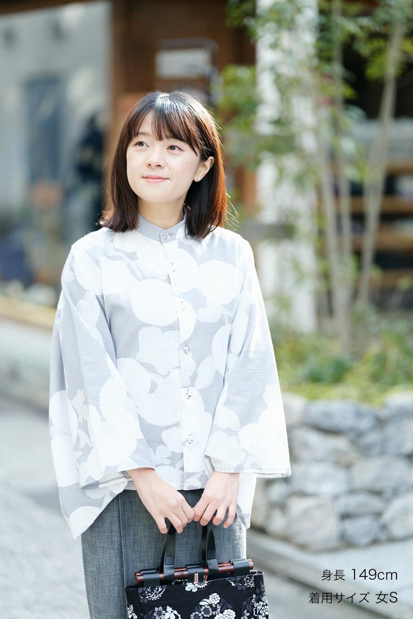 高島縮棉20/20 和服袖 襯衫/菊唐草