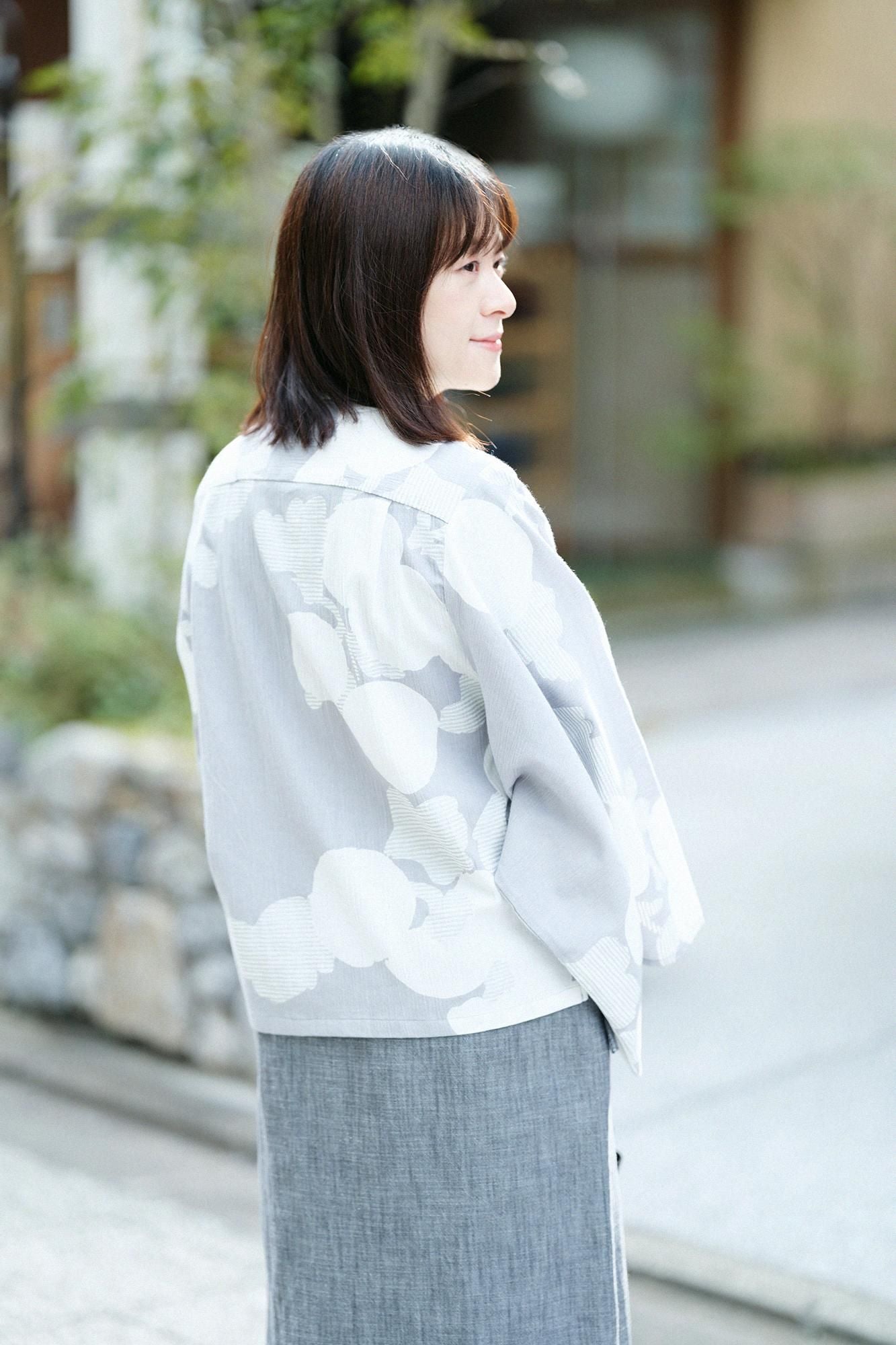 高島縮棉20/20 和服袖 襯衫/菊唐草