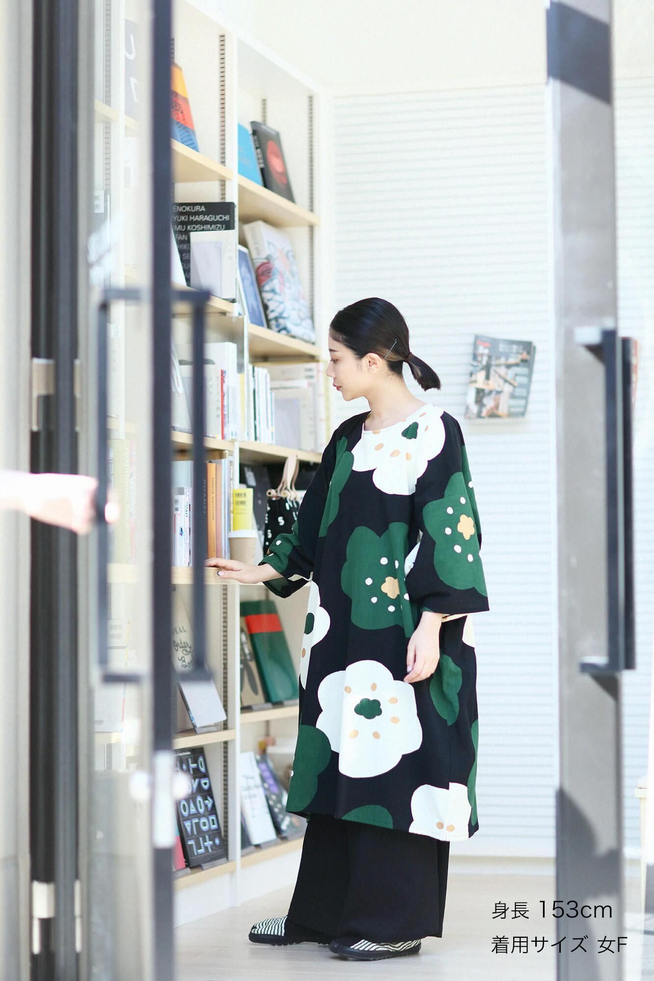 高島縮棉 20/20 圓弧袖長方形洋裝/微笑