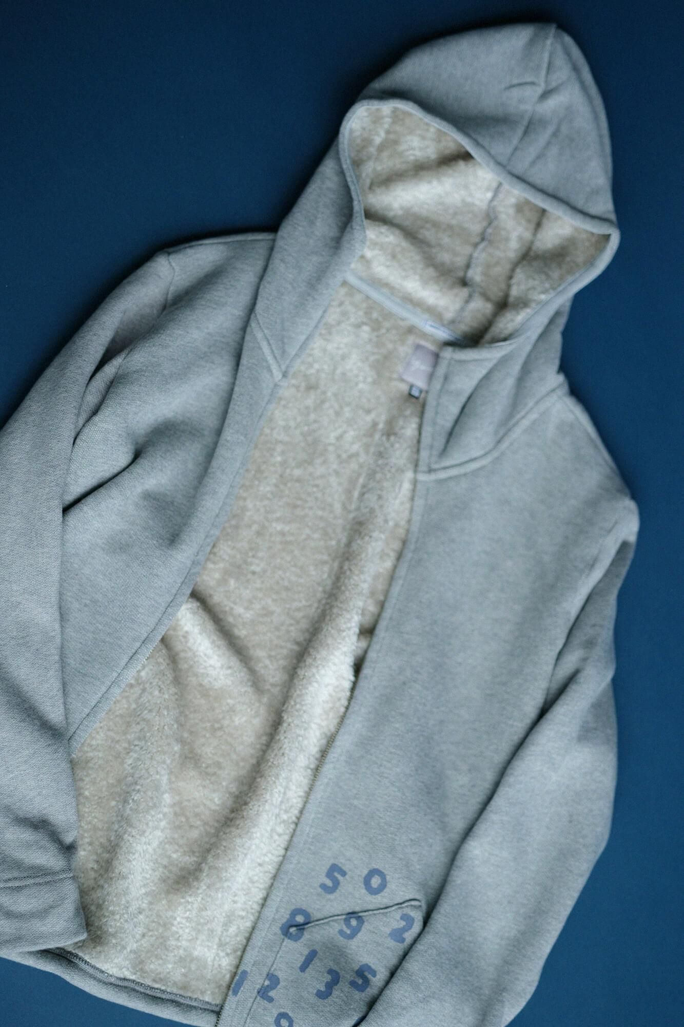 內仿毛針織連帽外套/灰色