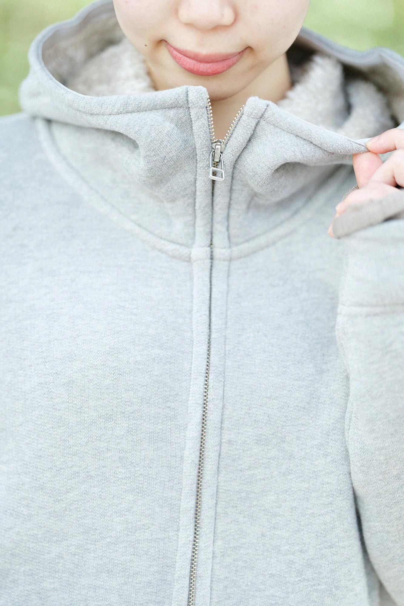 內仿毛針織連帽外套/灰色