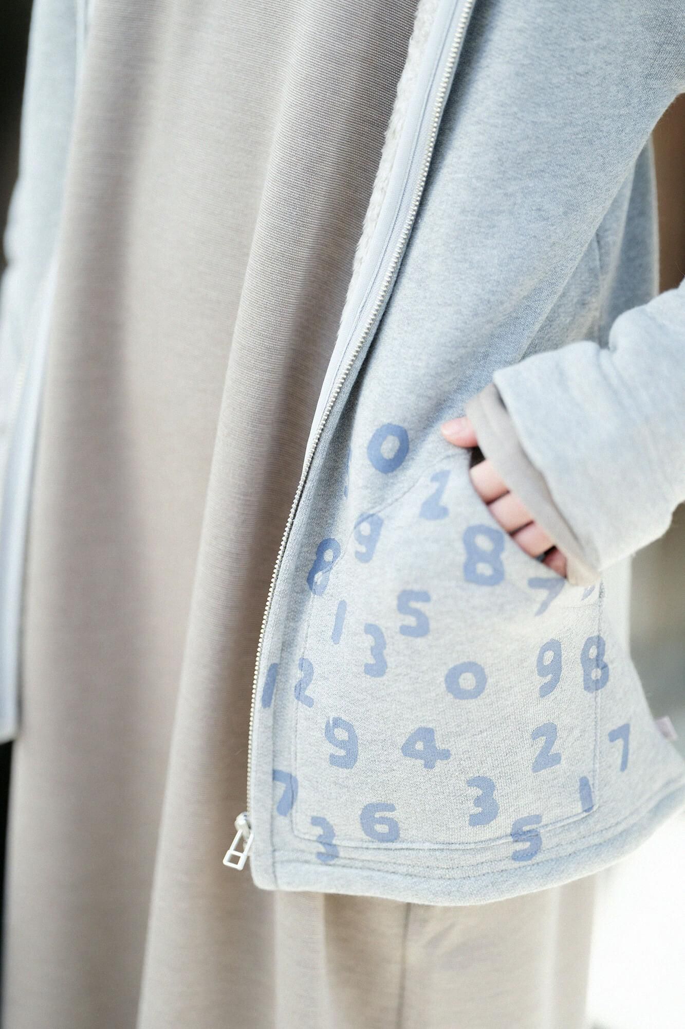 內仿毛針織連帽外套/灰色