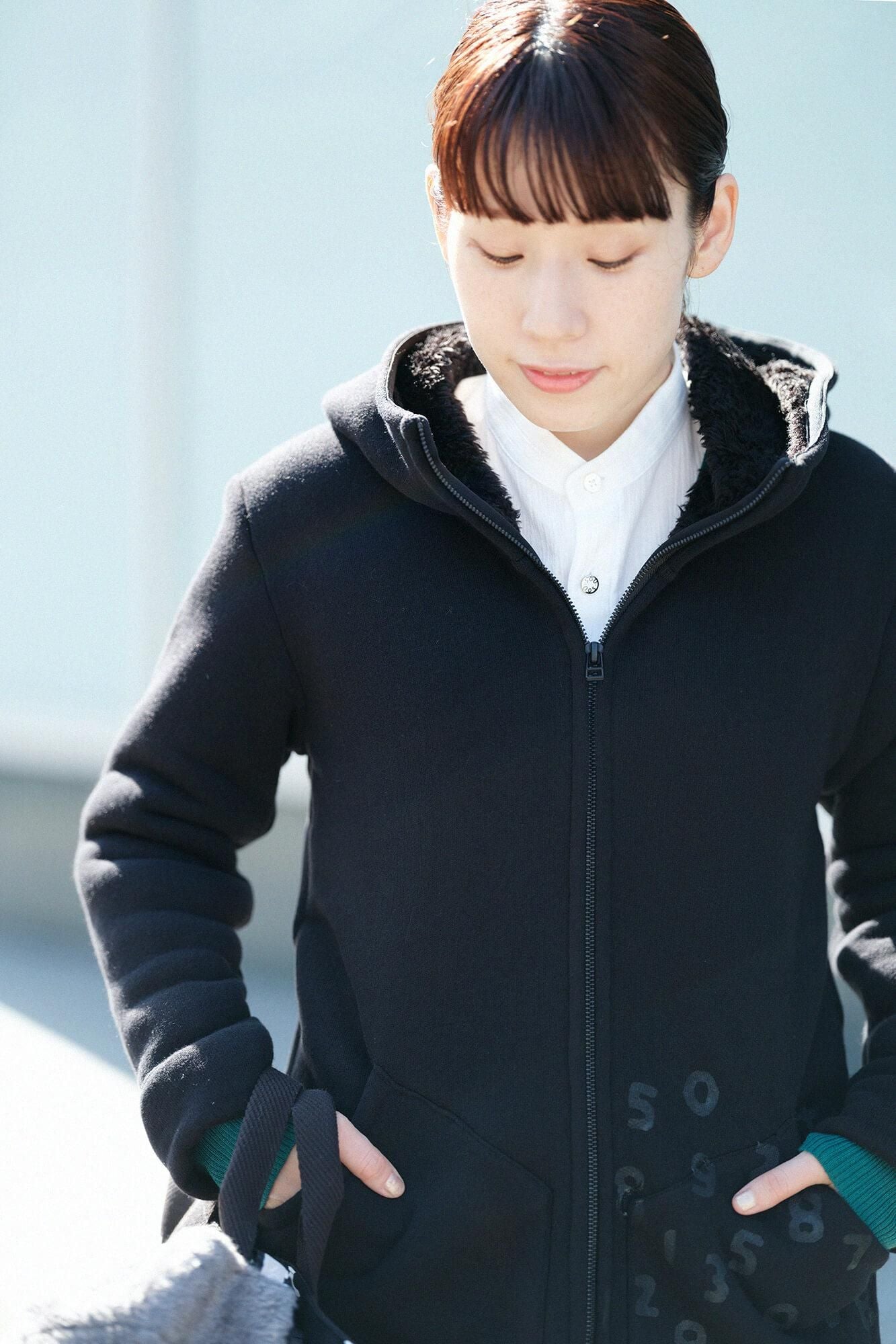 【online한정】보아 니트 후드/검은색