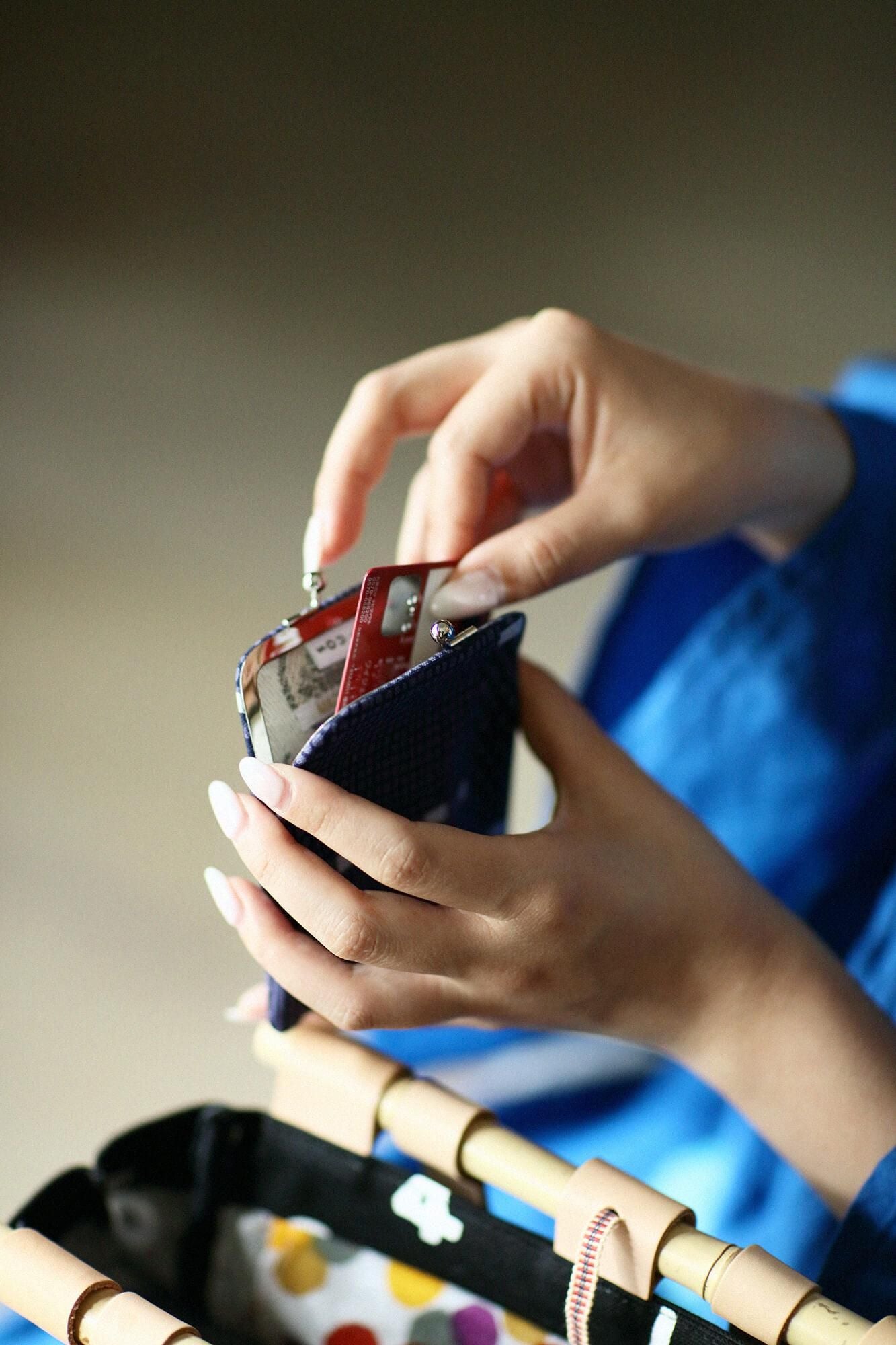 No.12 Canvas Soft Mini Gamaguchi / Lines and Dots