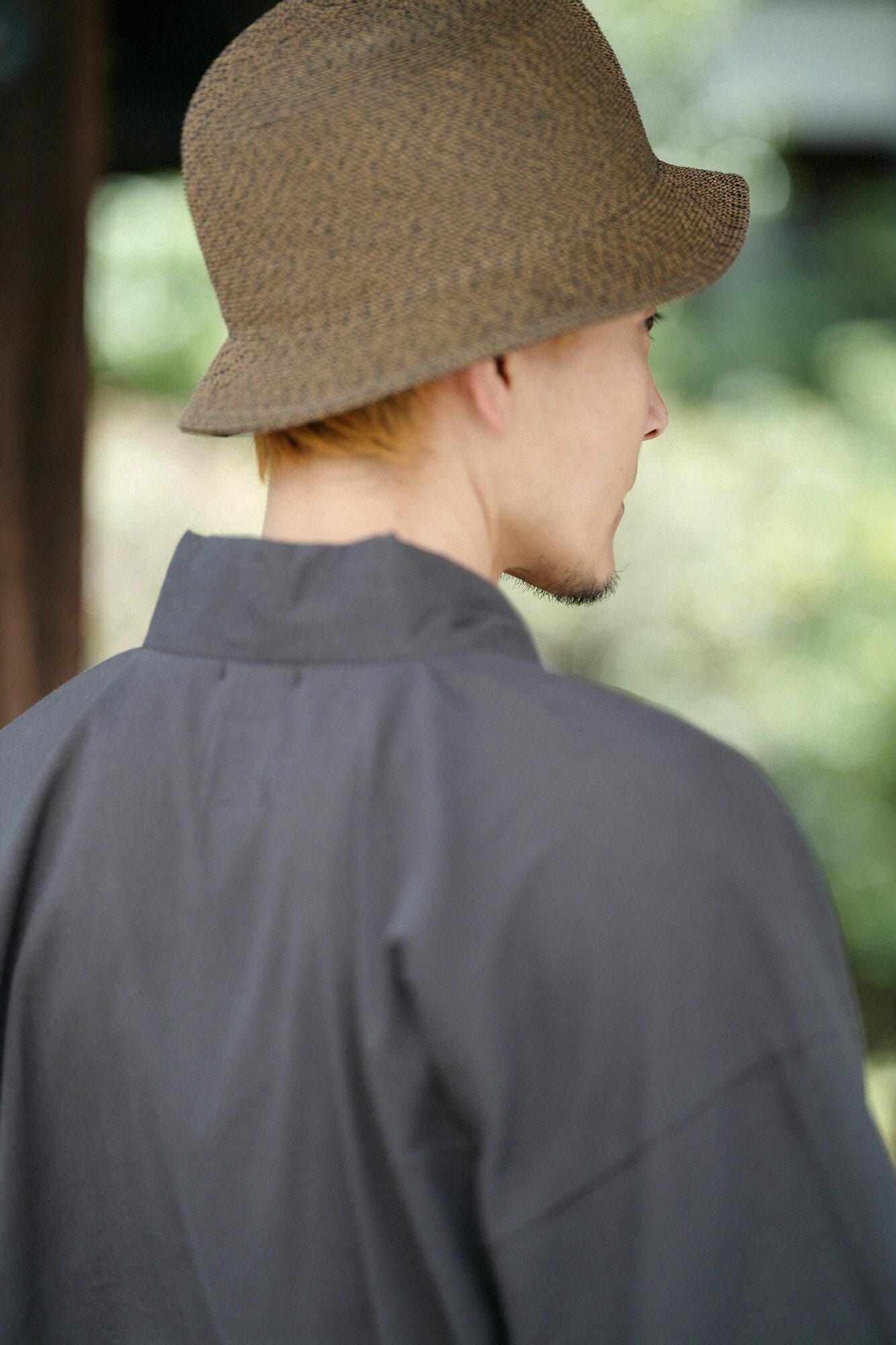 Chizimi Cotton 40/40 Fubi Kimono Shirt / Dark Grey