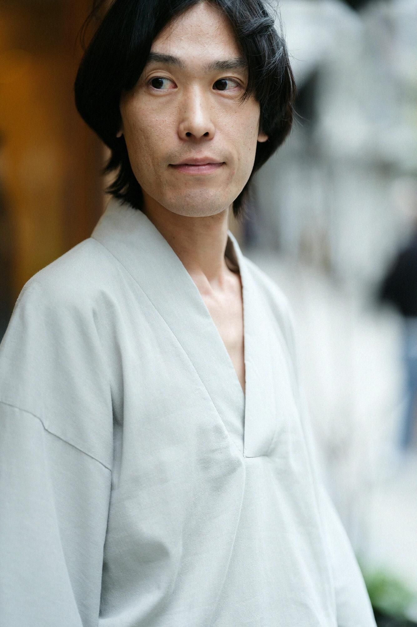 高島縮棉40/40 風靡 上衣/銀灰色