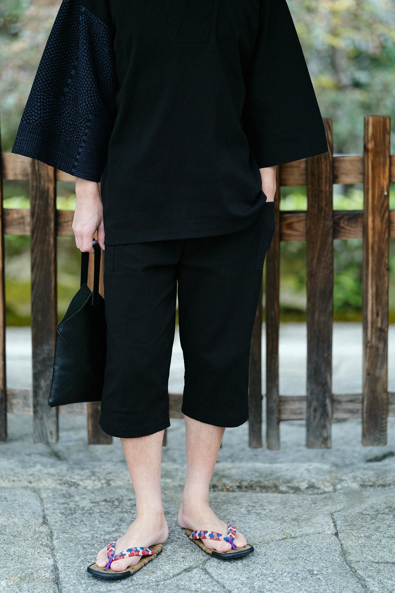 高島縮棉 20/20 細腿褲/黑色