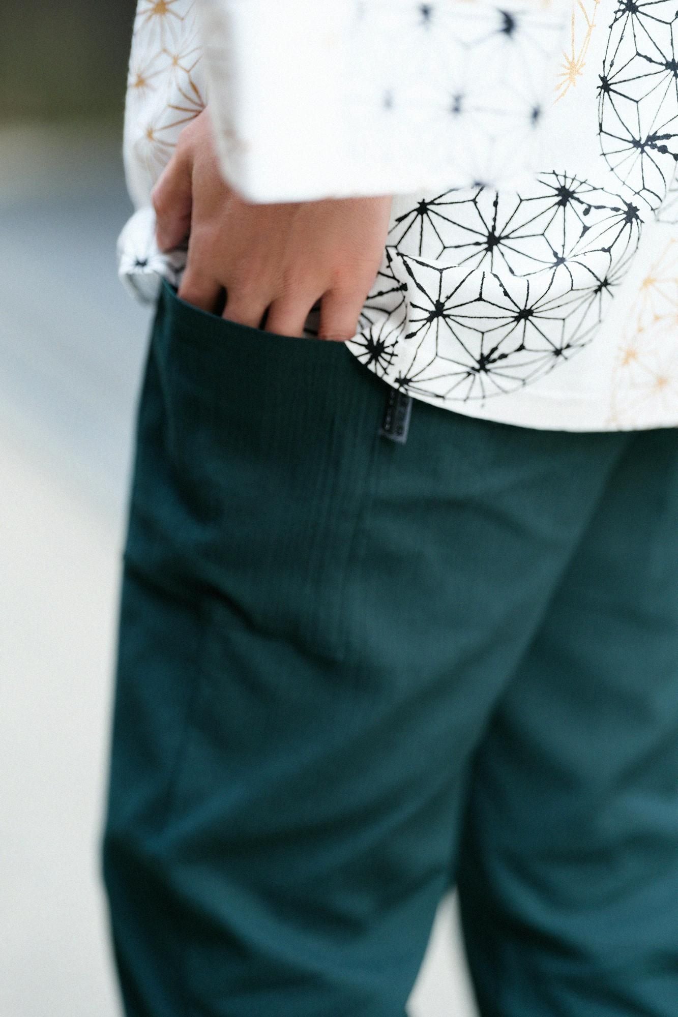 高島縮 20/20 えんゆう穿き/深緑色(しんりょくしょく)