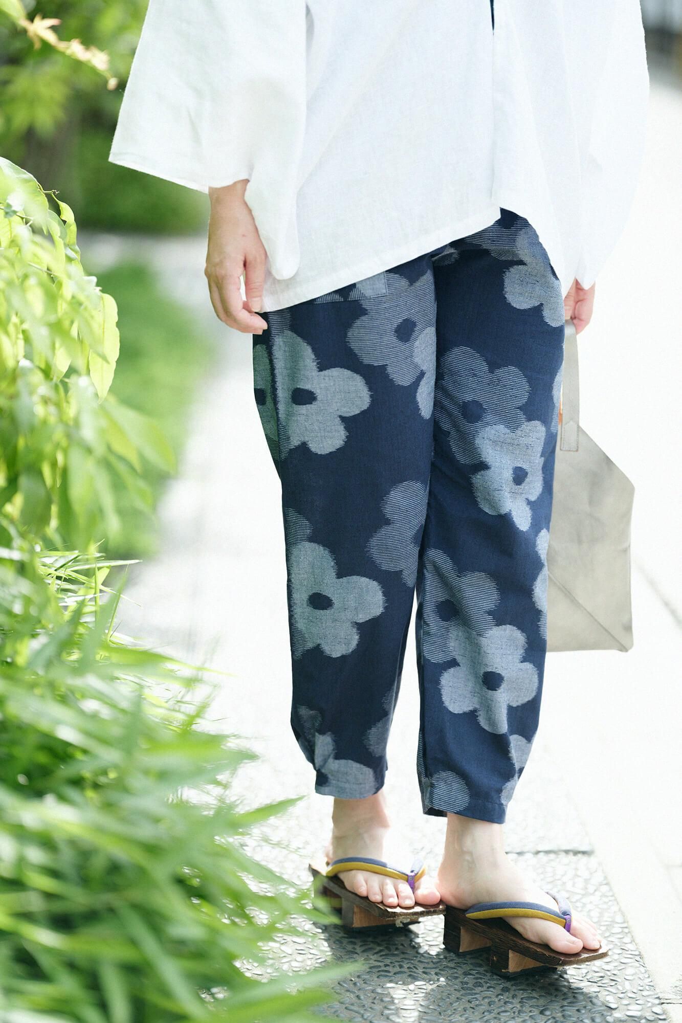 久留米織 工人褲/疊花 軍藍色