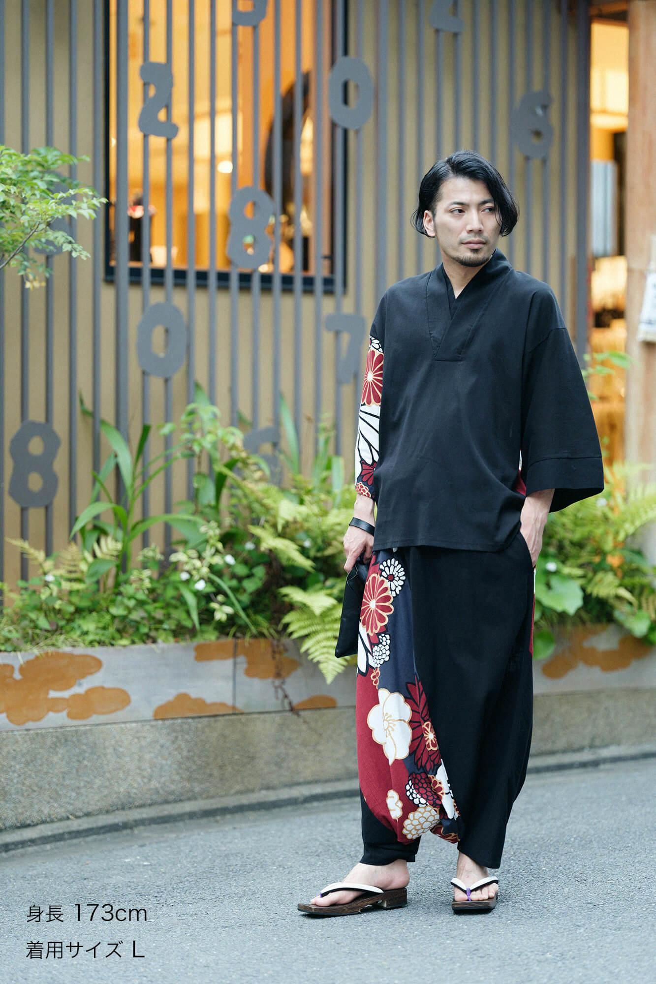 高島縮棉 20/20富士(飛鼠褲)2.0 / 黑色×金襴緞子