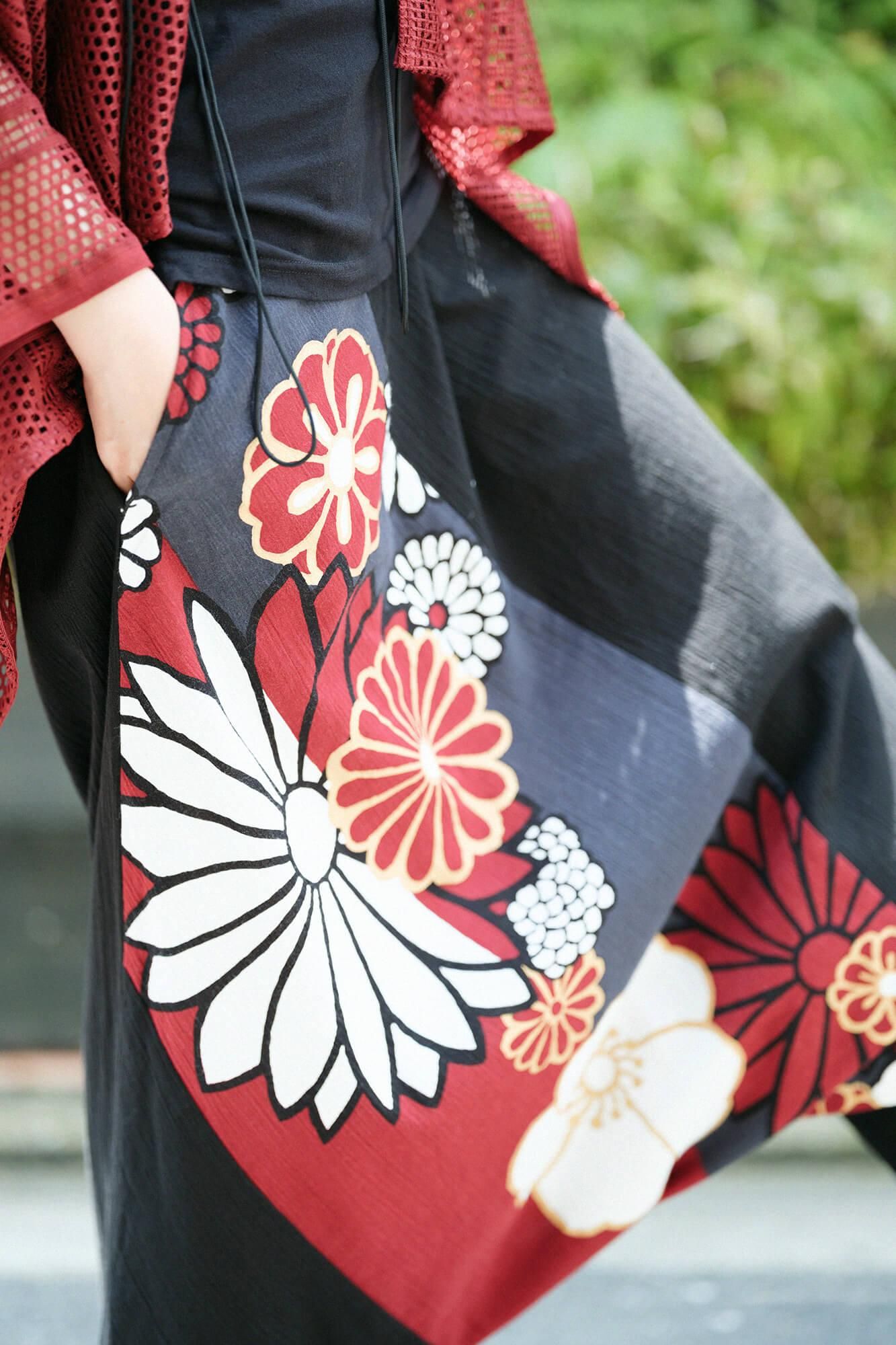 高島縮棉 20/20富士(飛鼠褲)2.0 / 黑色×金襴緞子