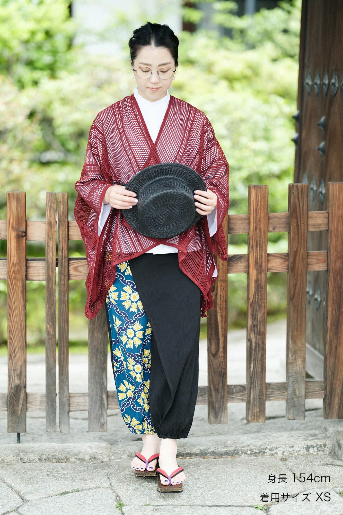 Chizimi Cotton 20/20 Wrap Harem Pants Bi-color 2.0 / Black × Continuation of Arrow Wheel-Recreation