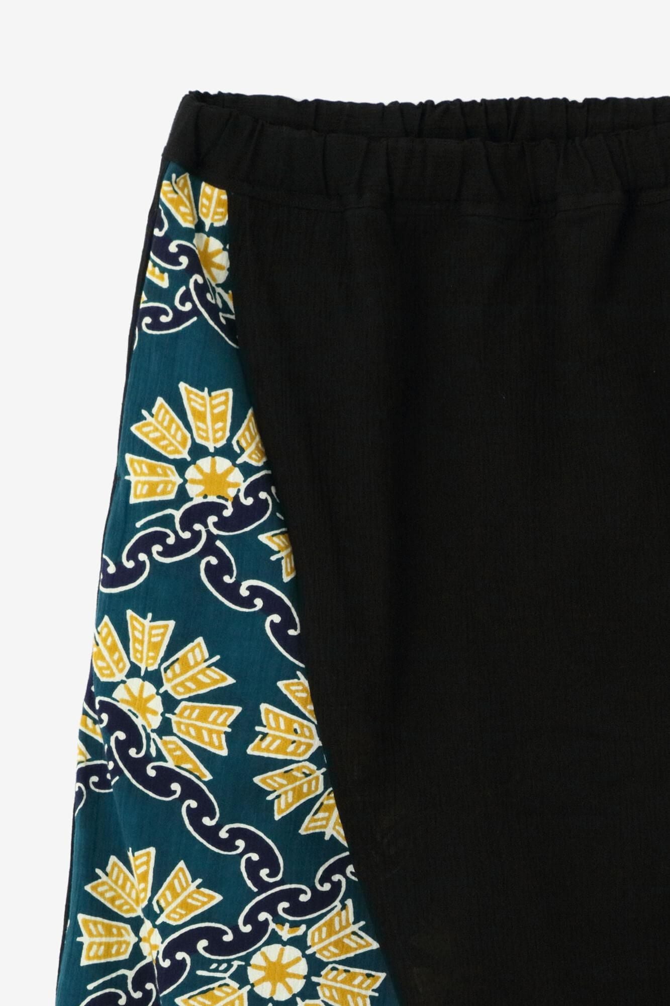 Chizimi Cotton 20/20 Wrap Harem Pants Bi-color 2.0 / Black × Continuation of Arrow Wheel-Recreation