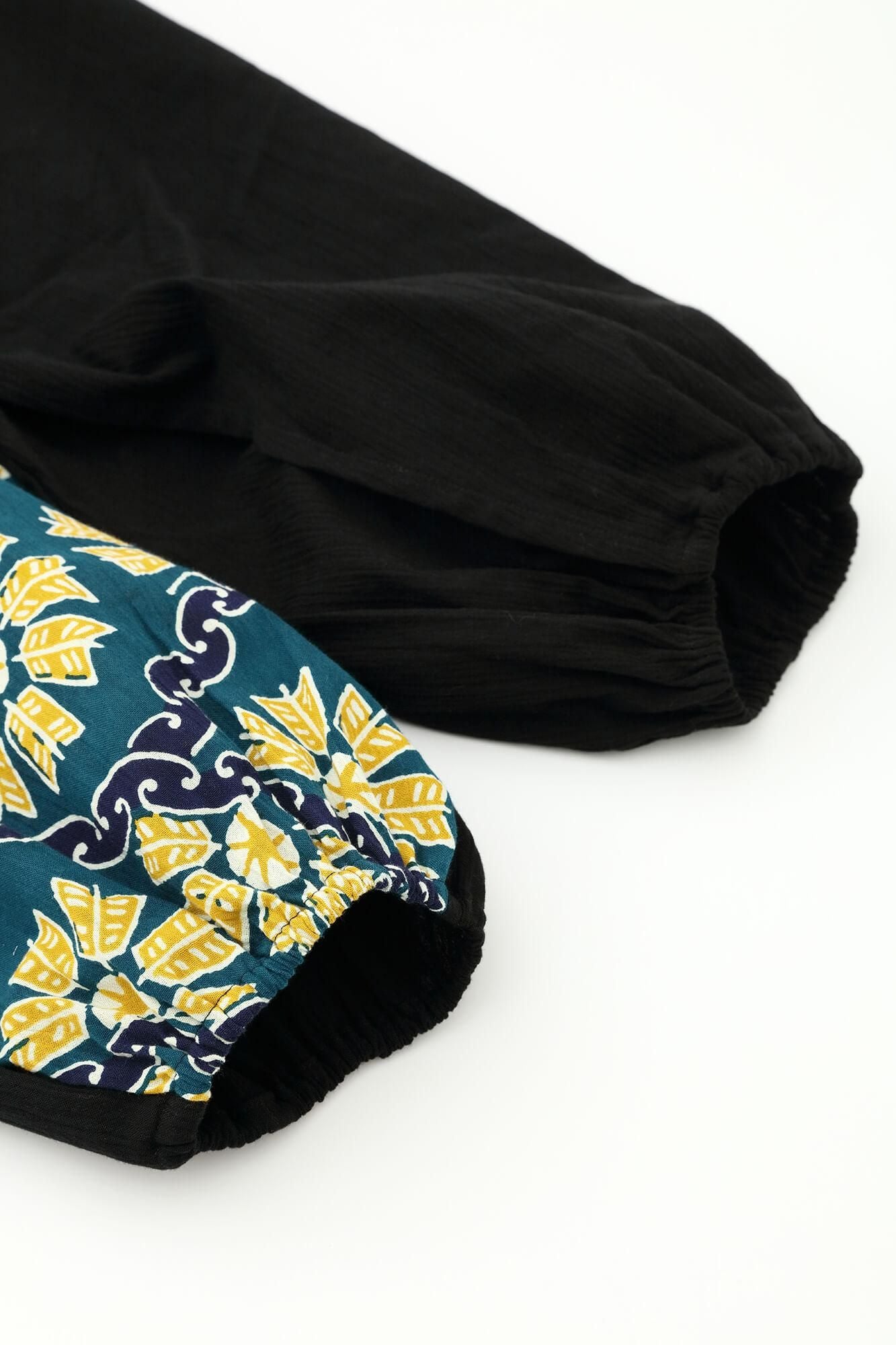 Chizimi Cotton 20/20 Wrap Harem Pants Bi-color 2.0 / Black × Continuation of Arrow Wheel-Recreation