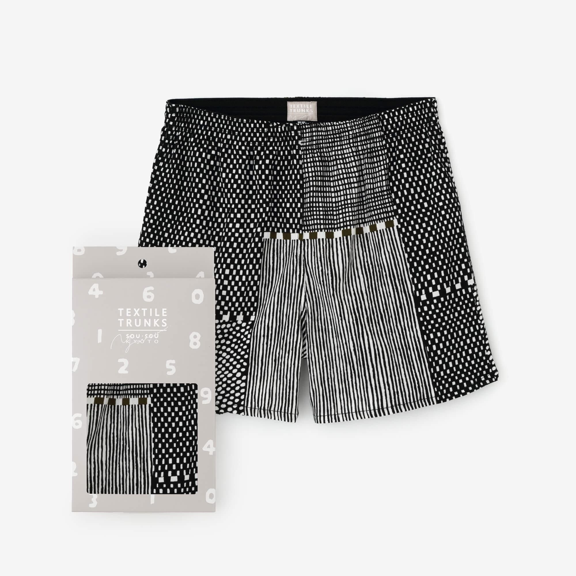 高島縮 40/40 テキスタイルトランクス／間がさね（まがさね） 墨黒（