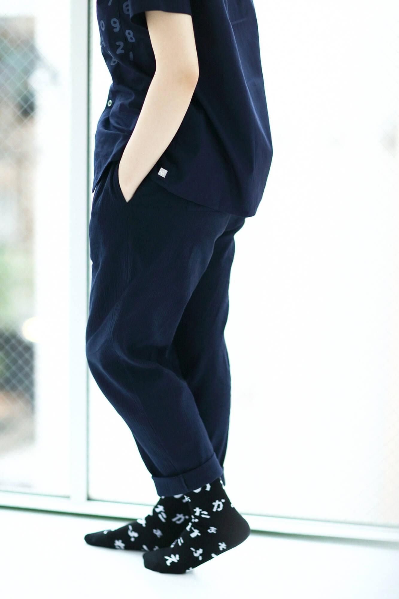 Round Toe Tabi Socks (Mid-calf)/Japanese Alphabet Song Black