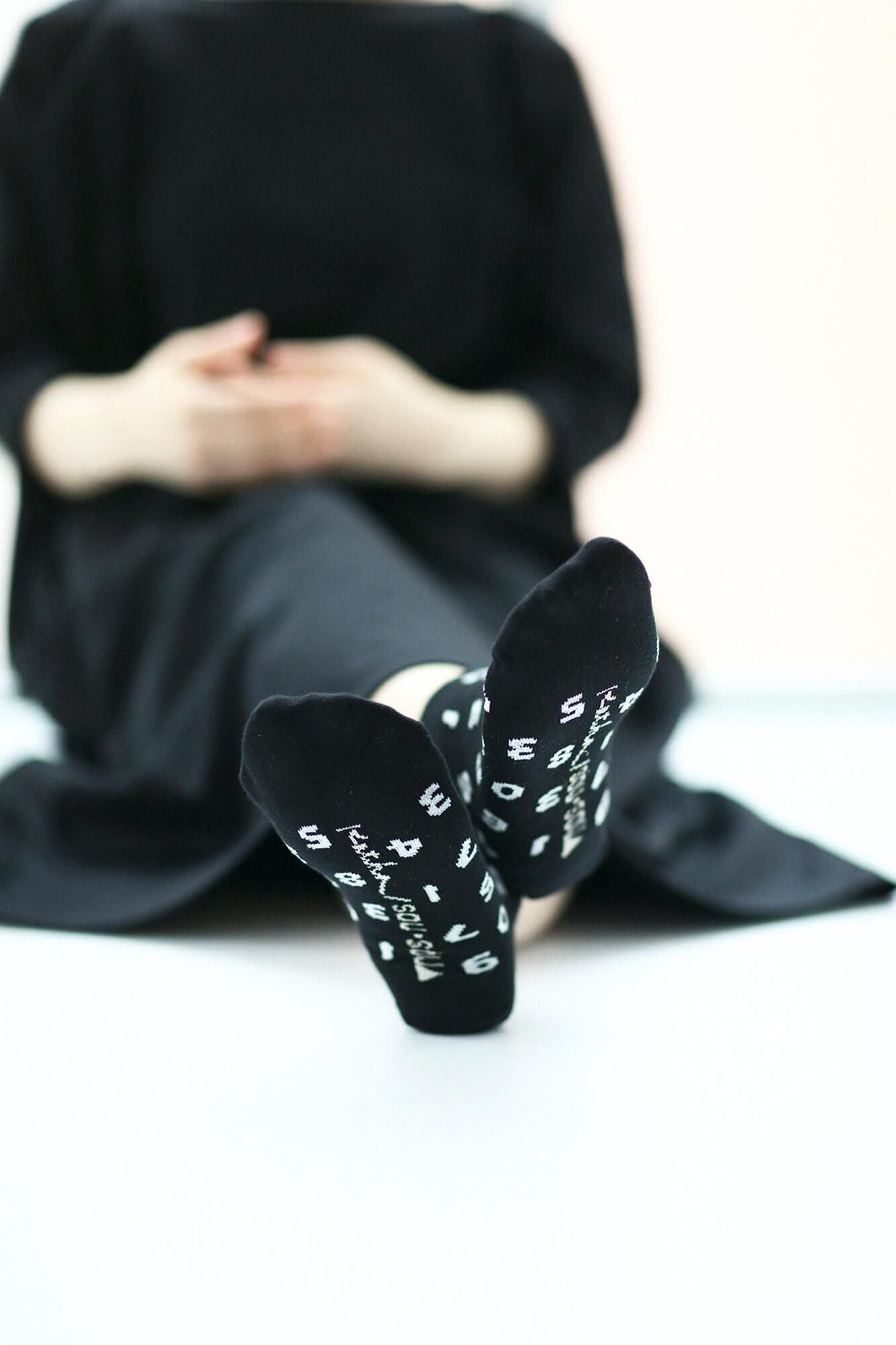 Round Toe Tabi Socks(Low-cut)/SO-SU-U Black×White