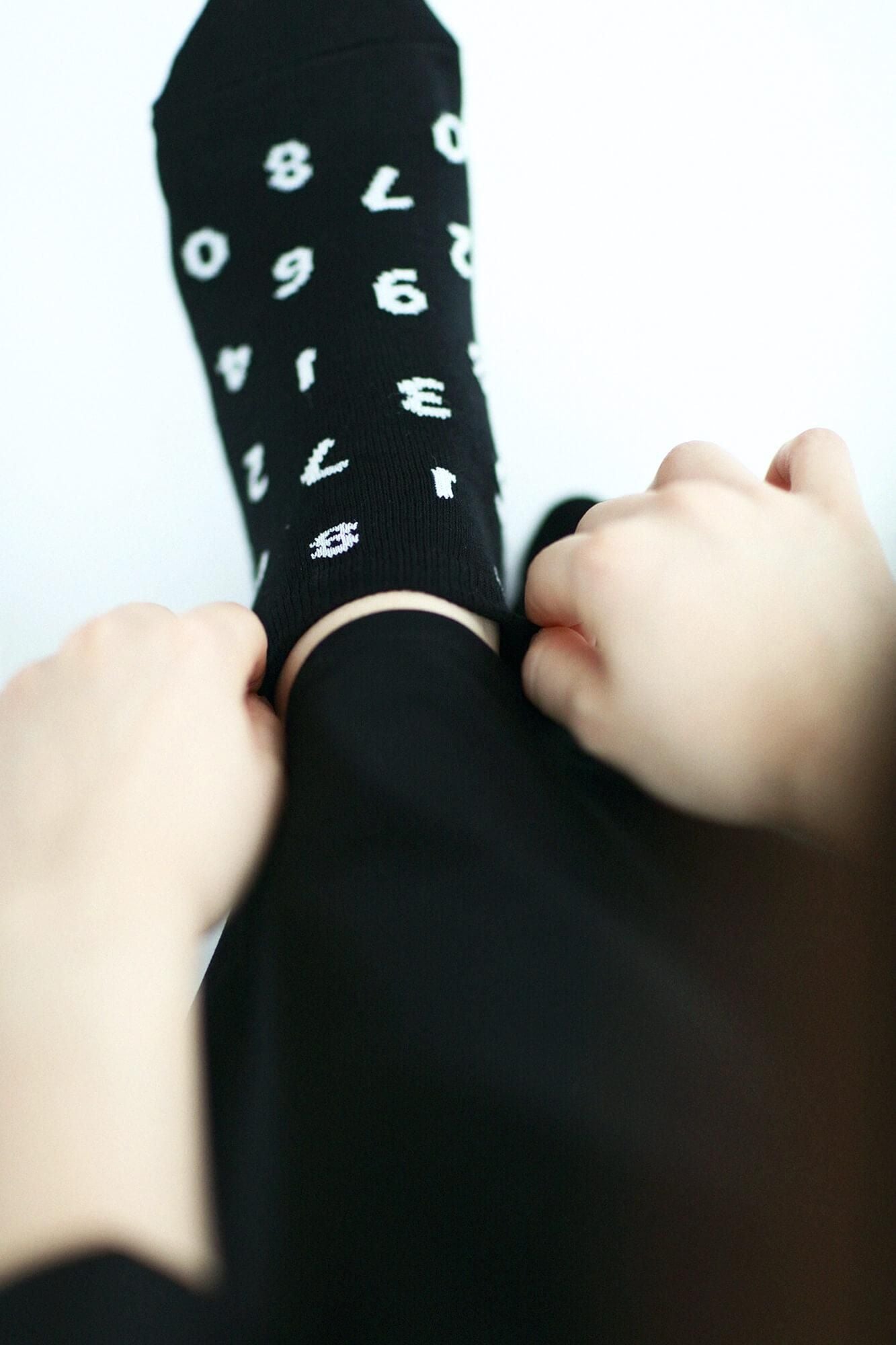 Round Toe Tabi Socks(Low-cut)/SO-SU-U Black×White