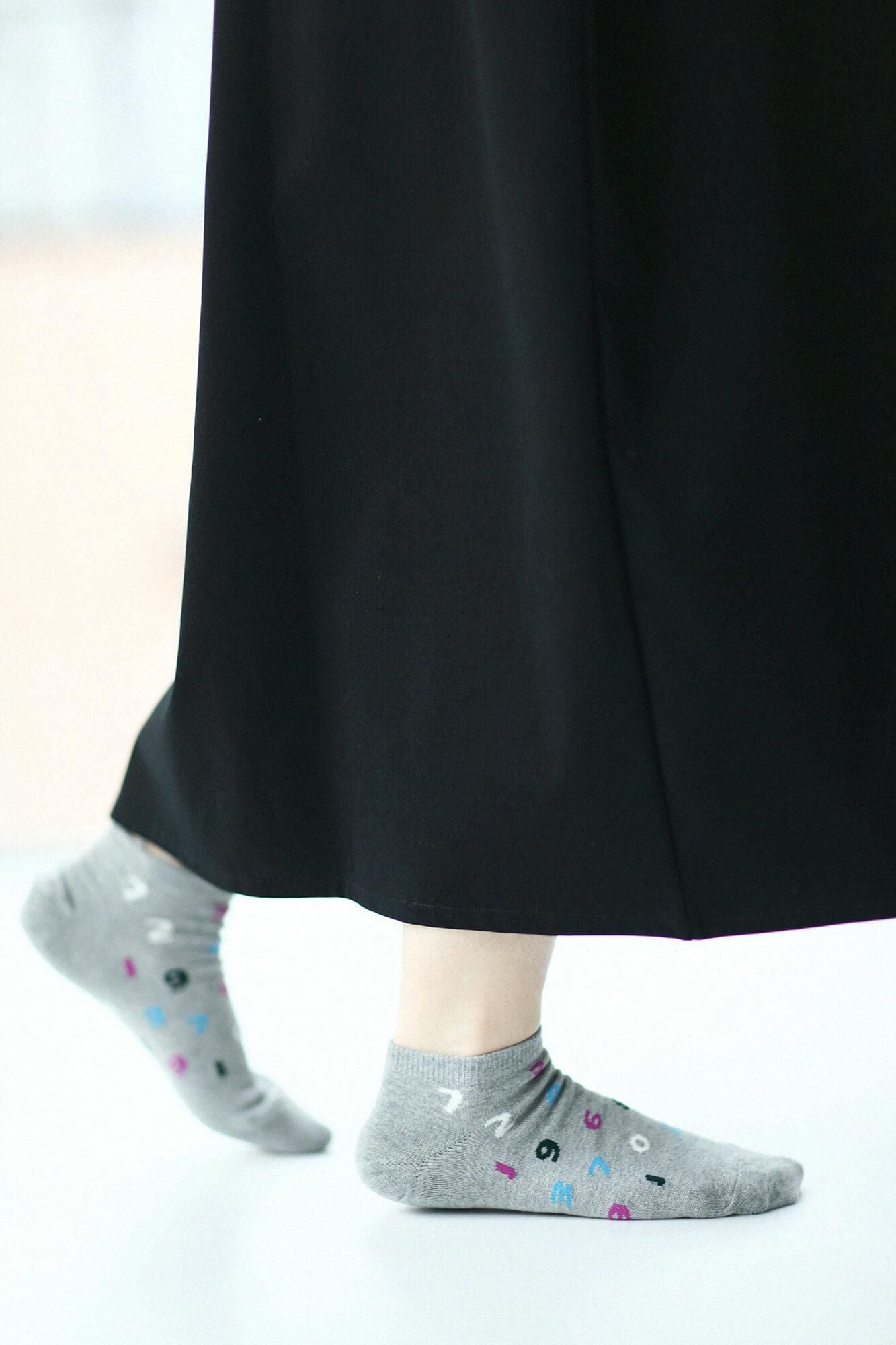 圓頭分趾襪(腳踝長度)/SO-SU-U十數 銀灰色