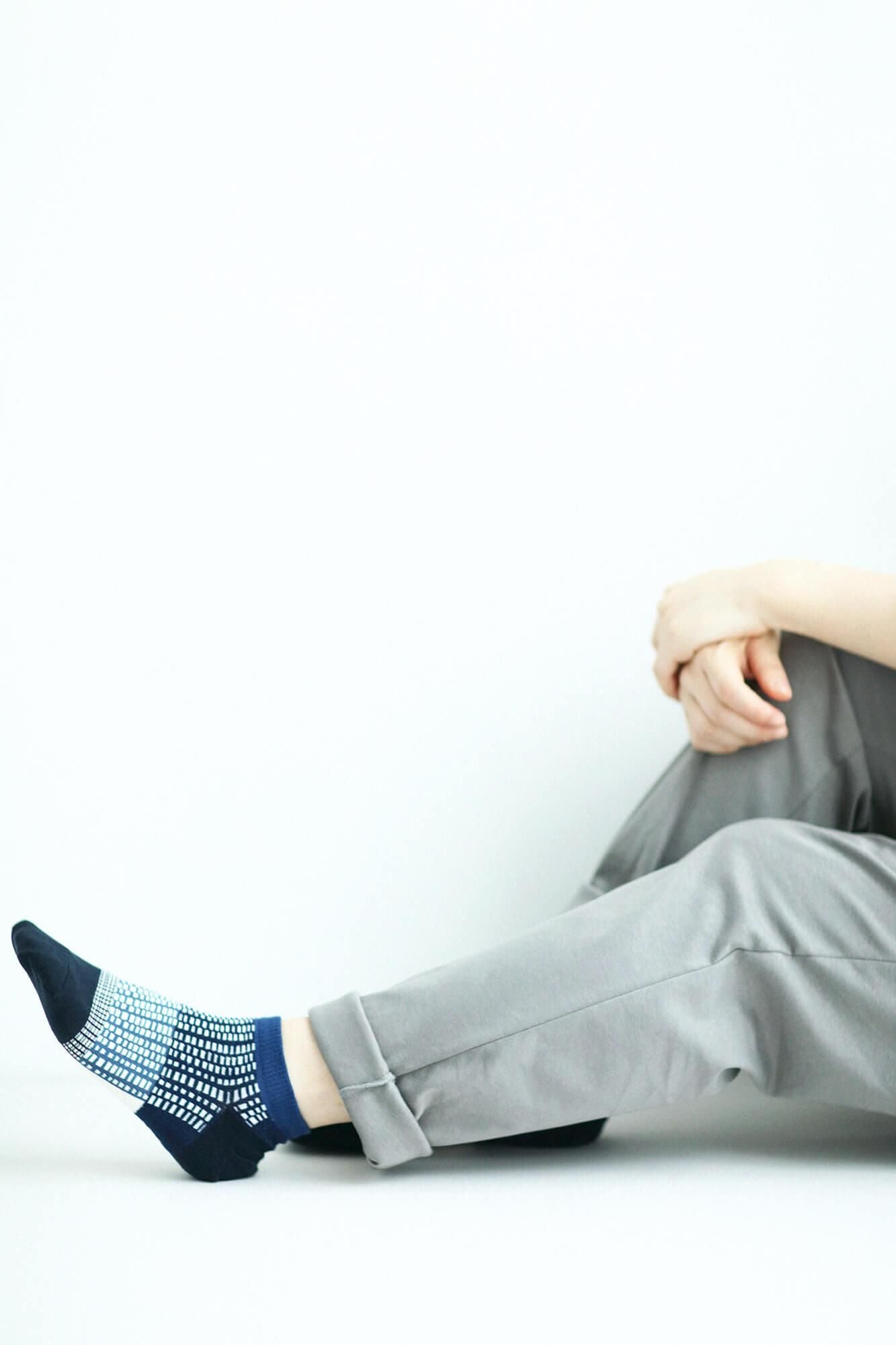 Round Toe Tabi Socks(Low-cut)/Lines and Dots Seiwa